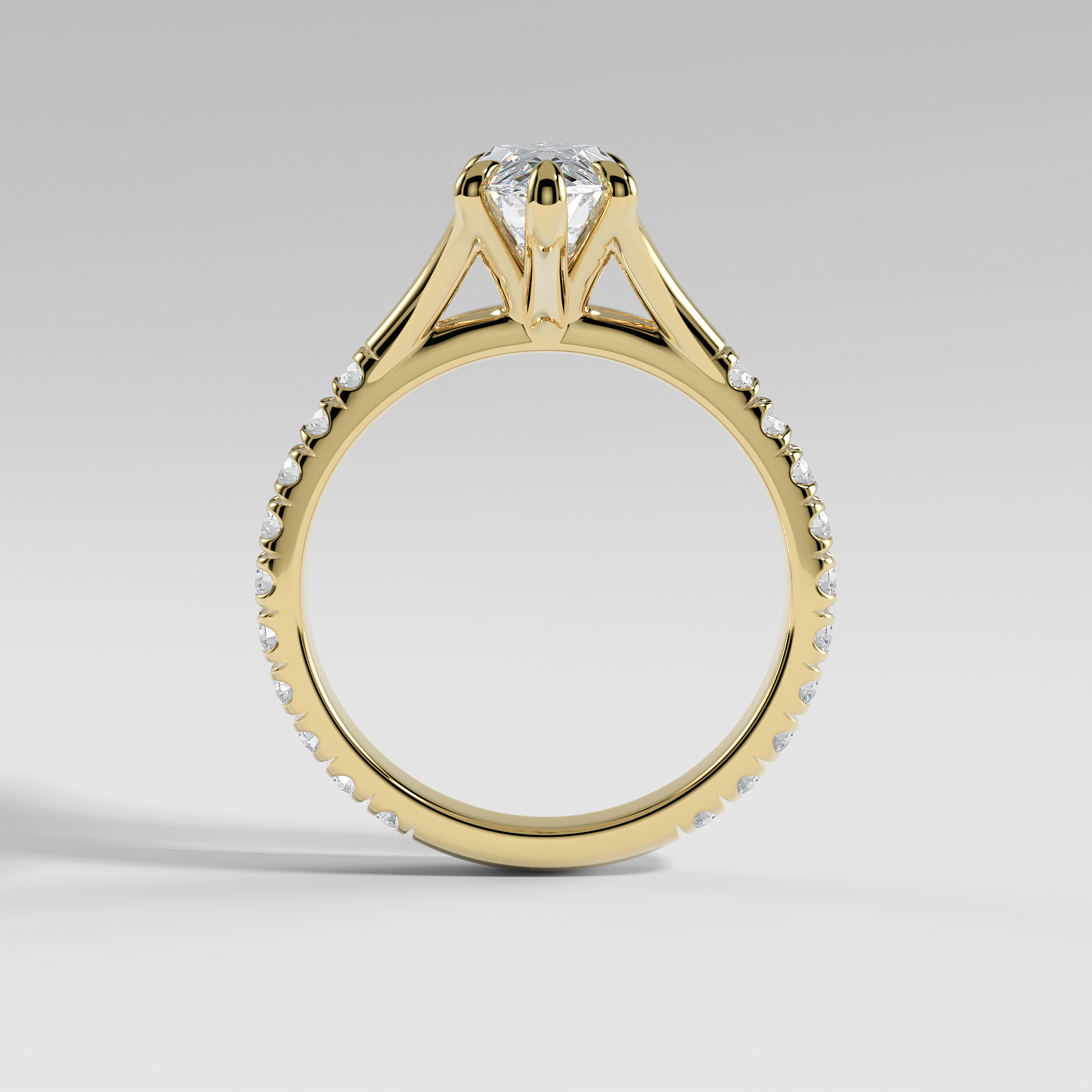 VICTORIA - Marquise Solitaire Engagement Ring with Pavé Diamond Split Band