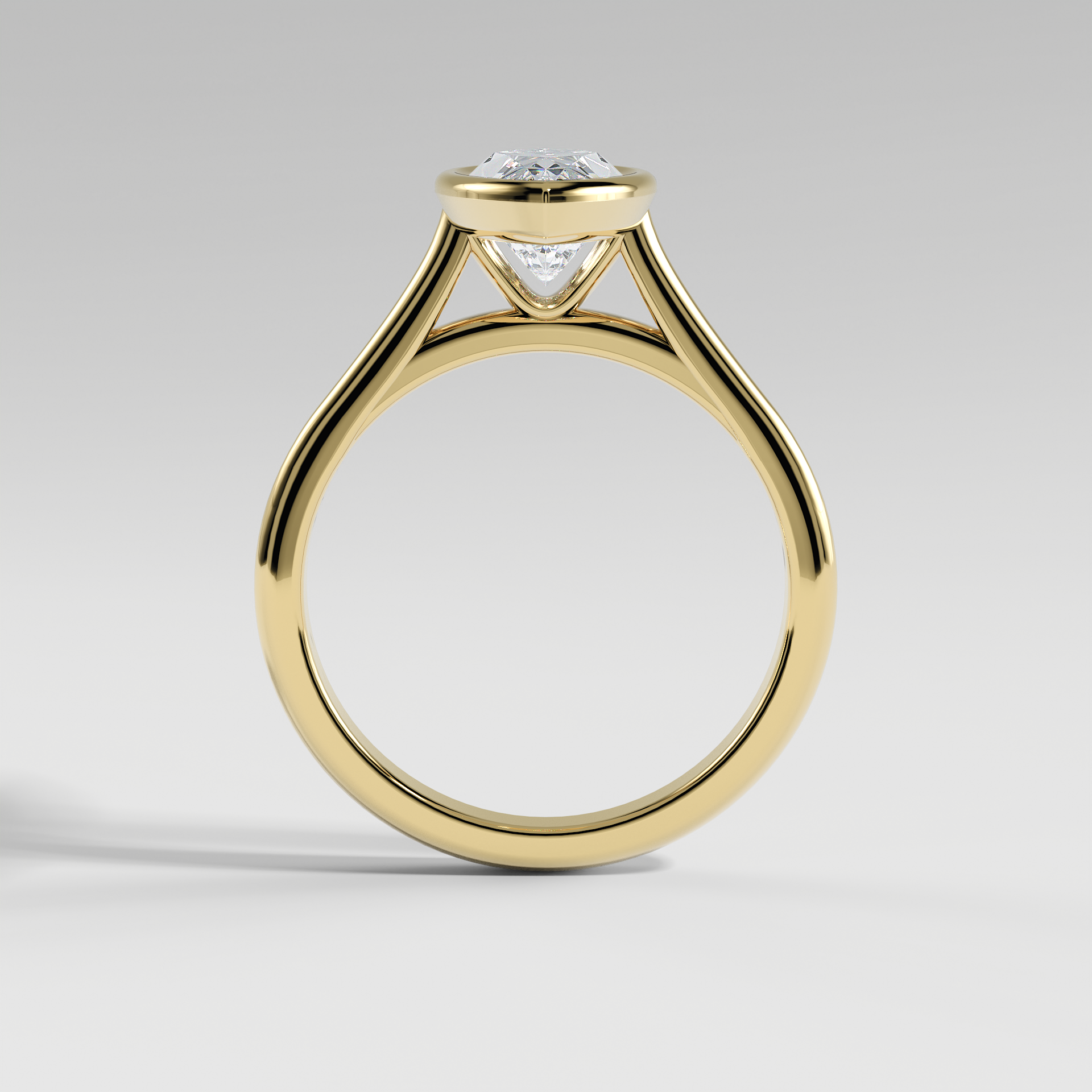 SCARLETT - Marquise Solitaire Engagement Ring with Full Bezel Setting and Polished Cathedral Band