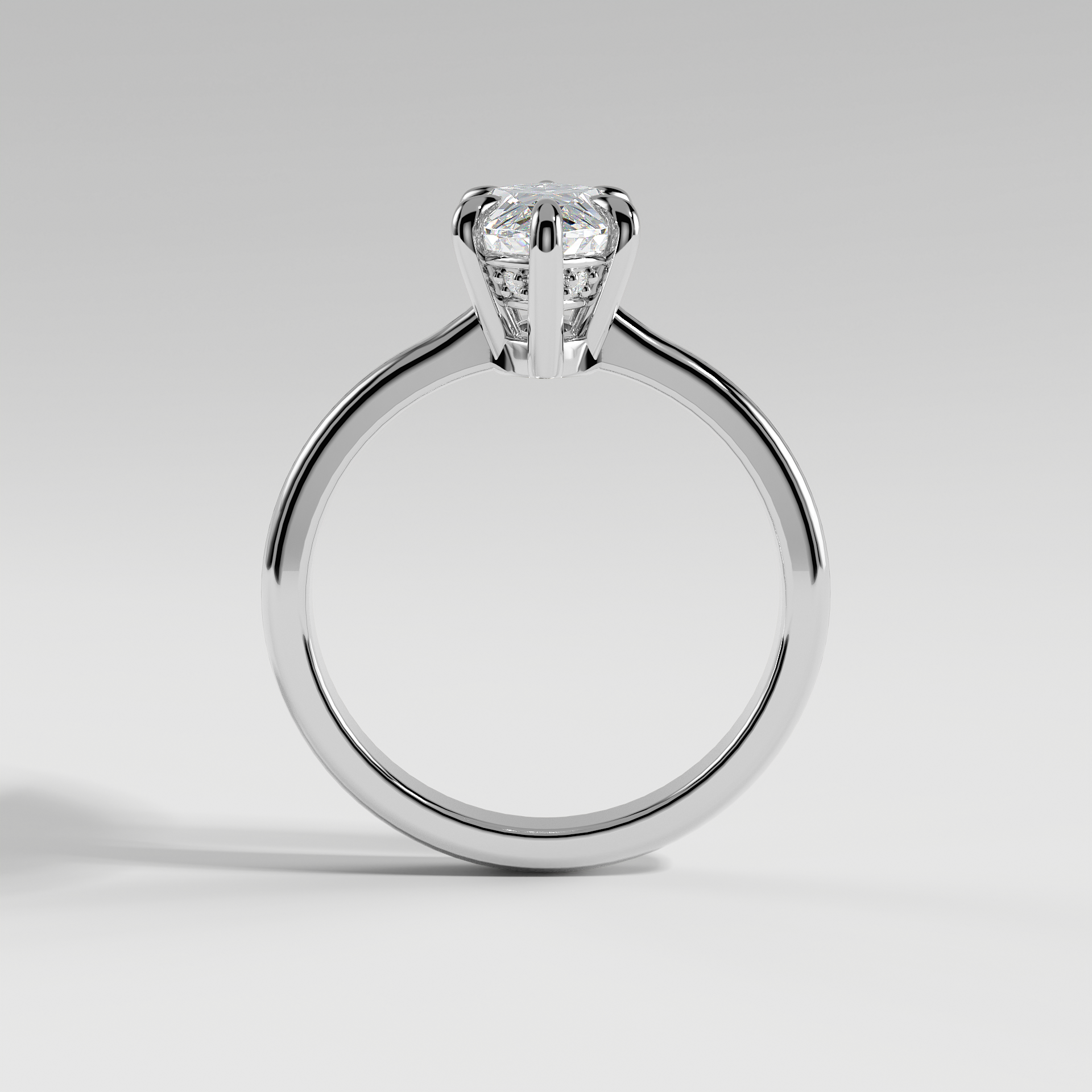 KAYLEE - Marquise Solitaire Engagement Ring with Hidden Halo and Low-Set Donut Basket Polished Band