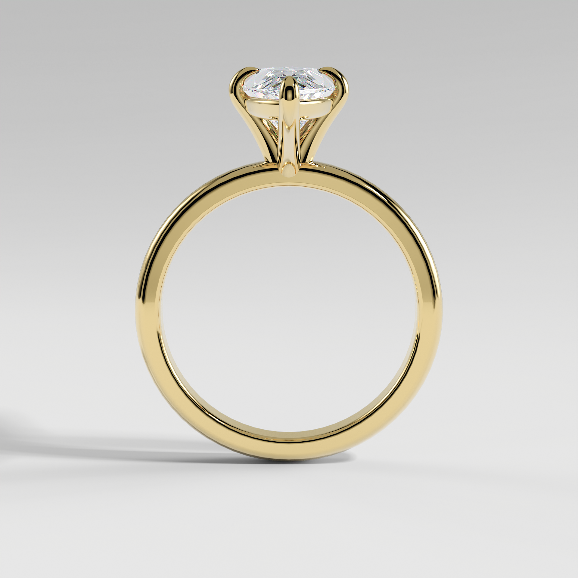 NATALIE - Marquise North–South Solitaire Engagement Ring with Polished Band