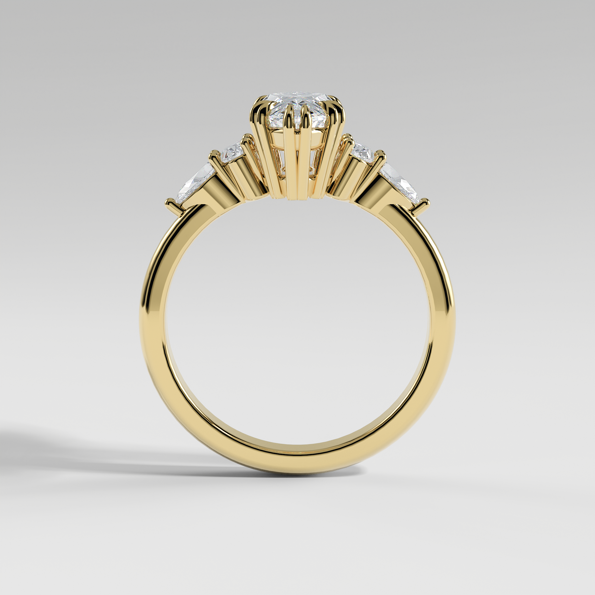 WILLOW - Marquise Five-Stone Diamond Ring with Oval & Pear Side Stones and Polished Band