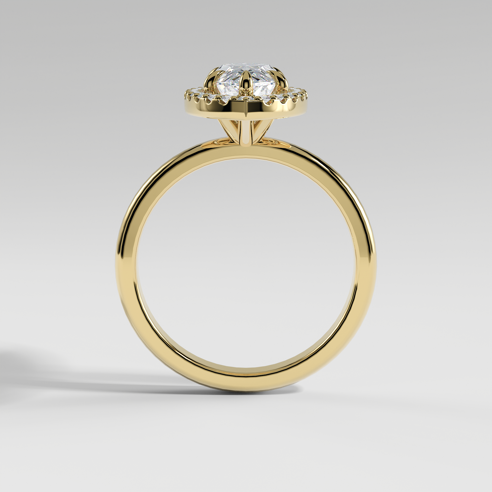 ELIANA - Marquise Halo Engagement Ring with Polished Band