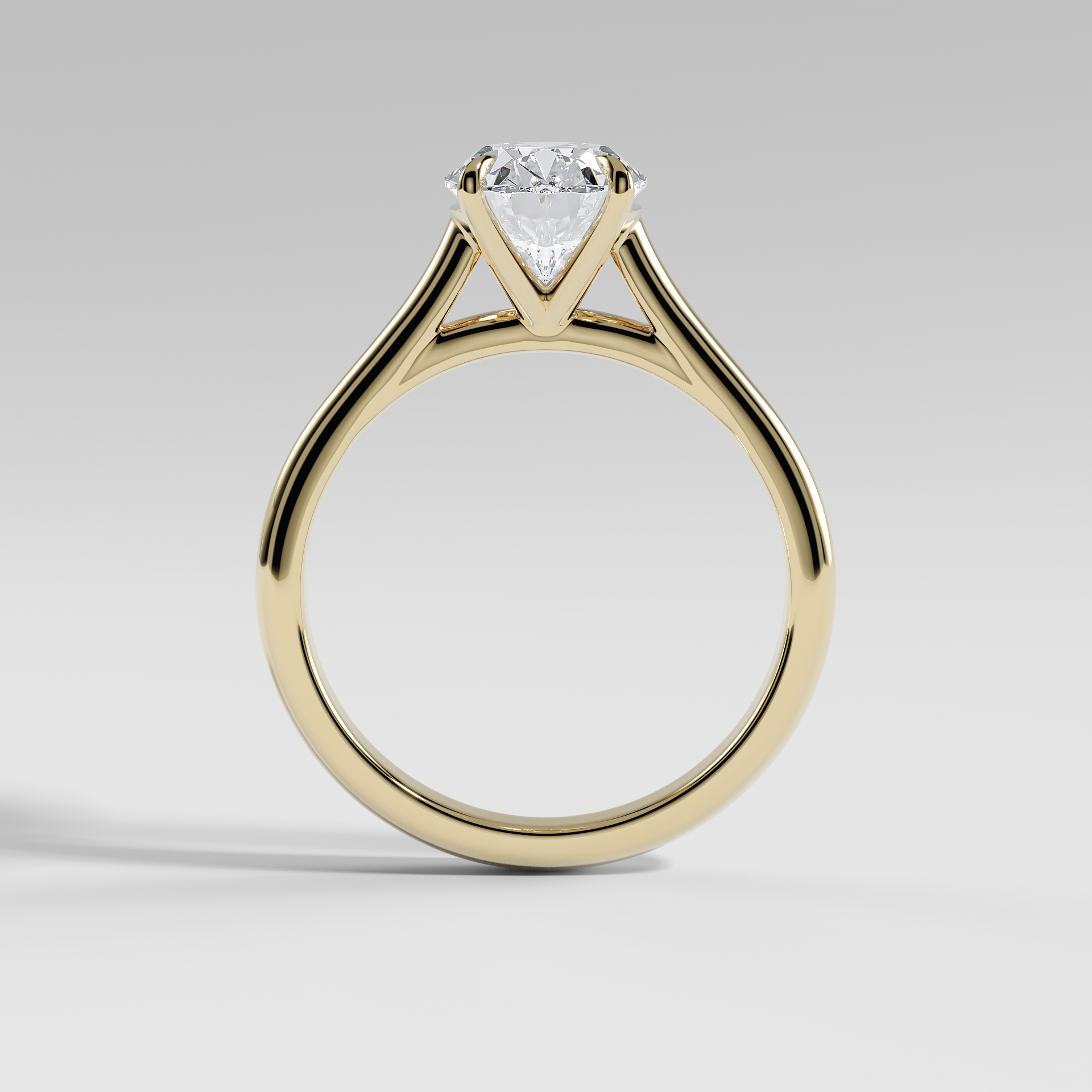 SOPHIA - Oval Solitaire Engagement Ring with Polished Cathedral Band