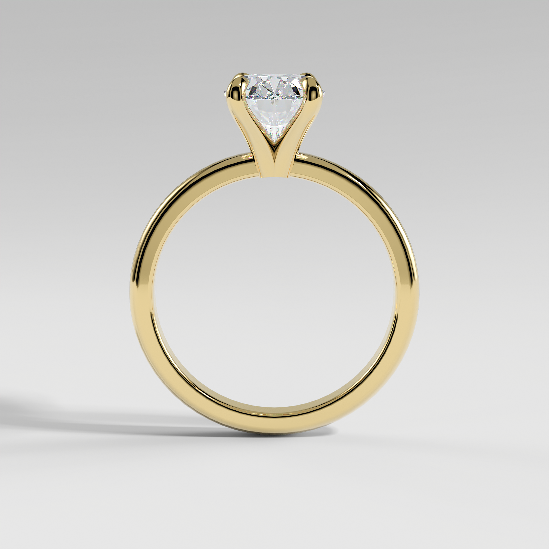 ARIANA - Oval Solitaire Engagement Ring with Polished Band and Open Basket Setting