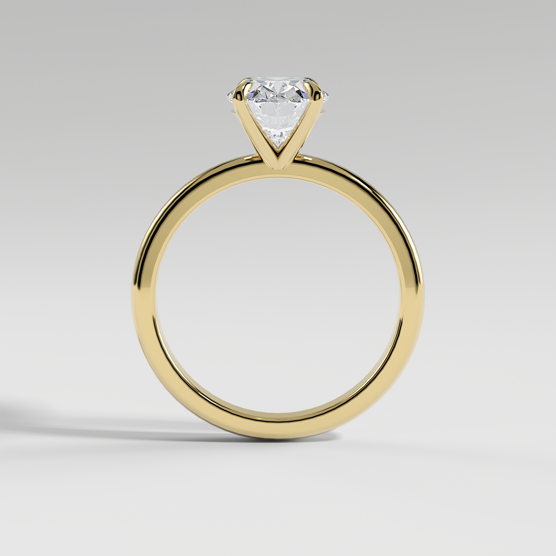 MIA - Oval Solitaire Engagement Ring with Polished Band