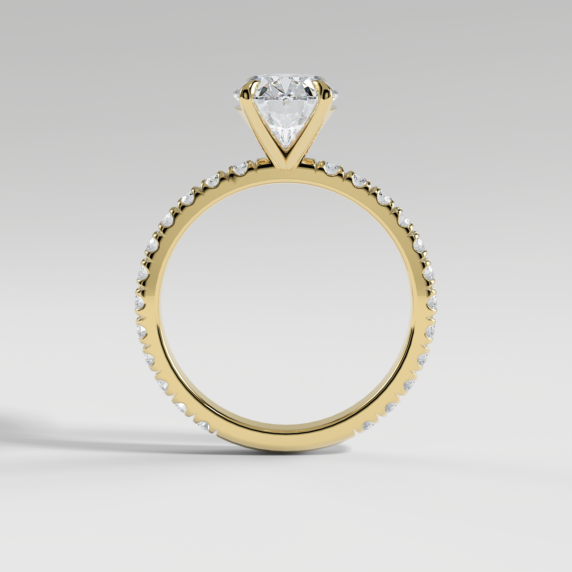 ISABELLA - Oval Solitaire Engagement Ring with Pavé Diamond Band
