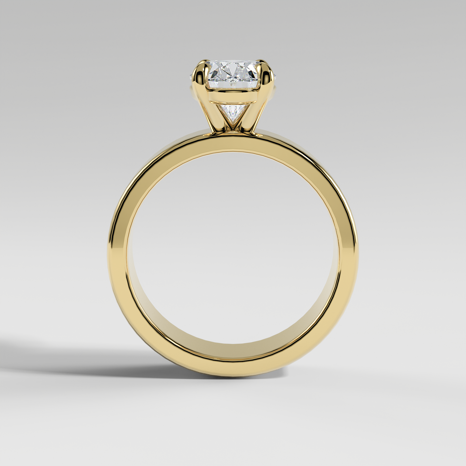 SARAH - Oval 5mm Flat Solitaire Engagement Ring with Polished Band