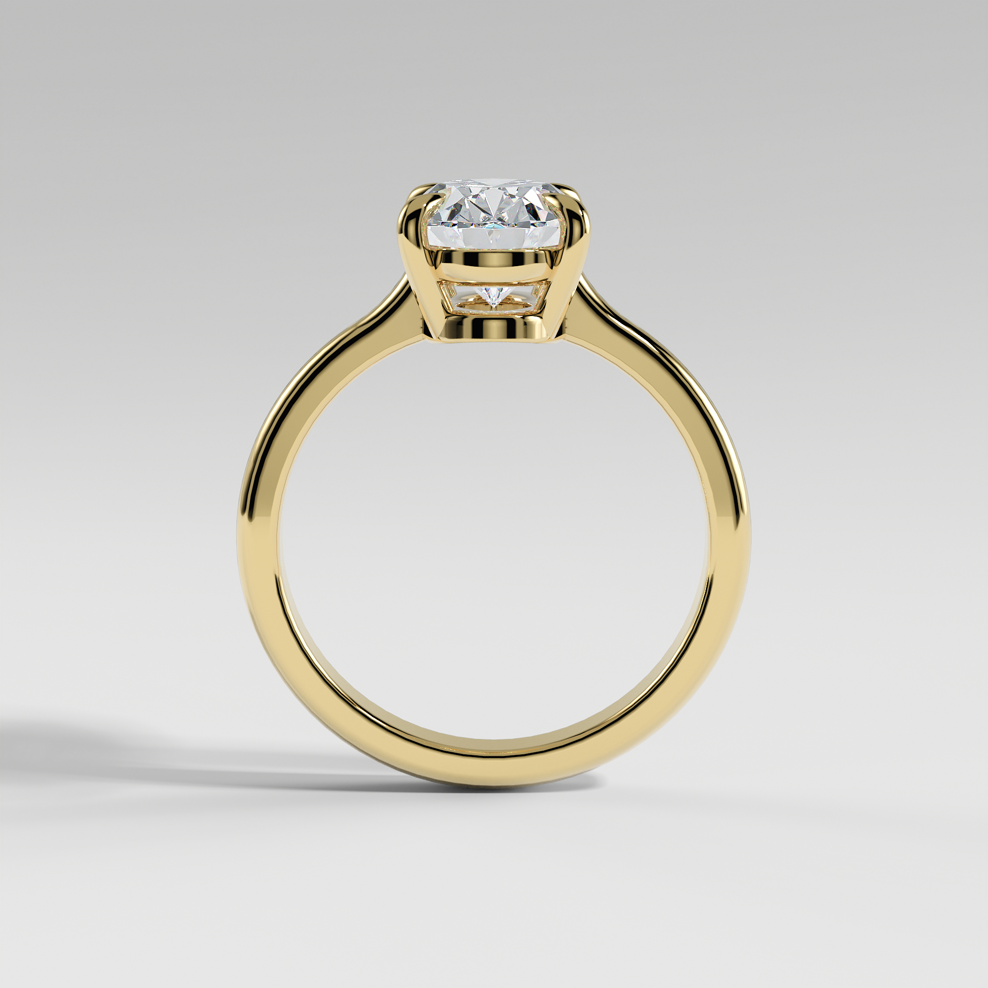 PAISLEY - Oval Solitaire Engagement Ring with Low-Set Donut Basket and Polished Band