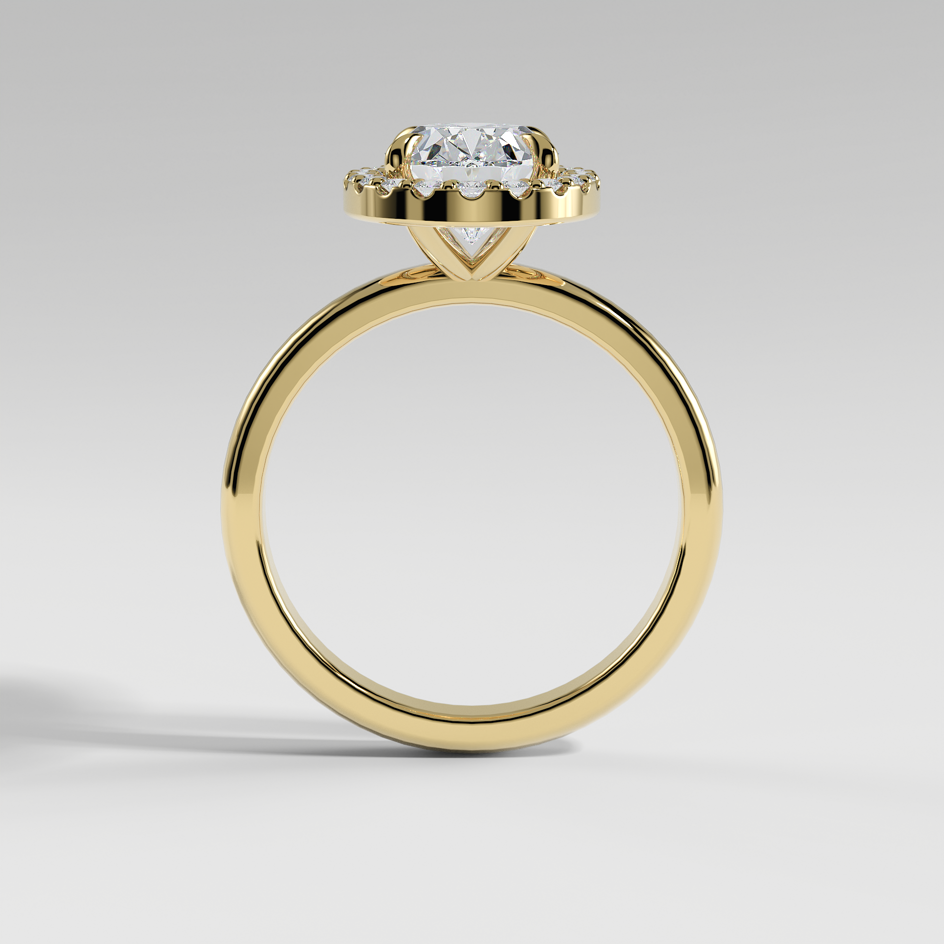 ELIANA - Oval Halo Engagement Ring with Polished Band