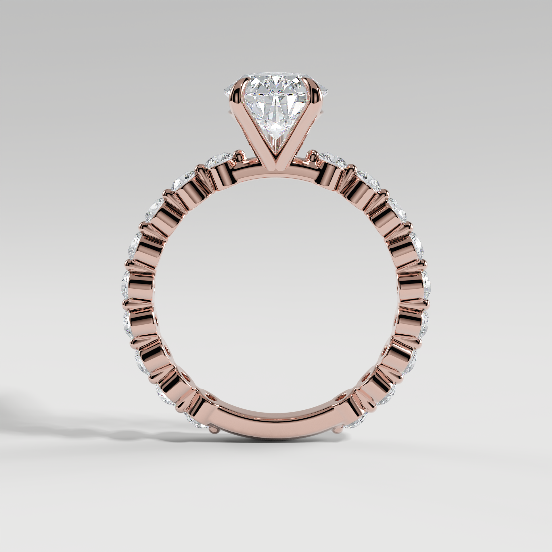 CHLOE - Pear Solitaire Engagement Ring with 2.2mm Round Accent Diamonds