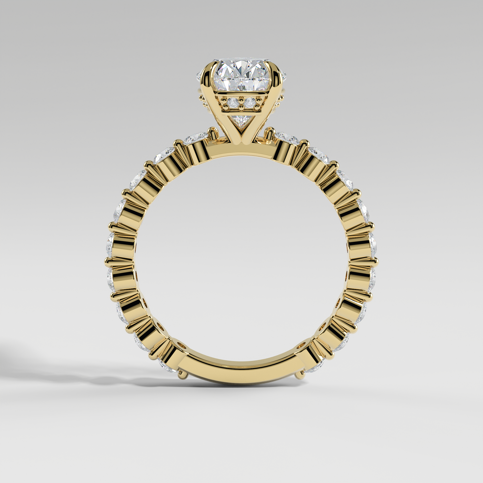 NAOMI - Pear Solitaire Engagement Ring with Hidden Halo and 2.2mm Round Accent Diamonds