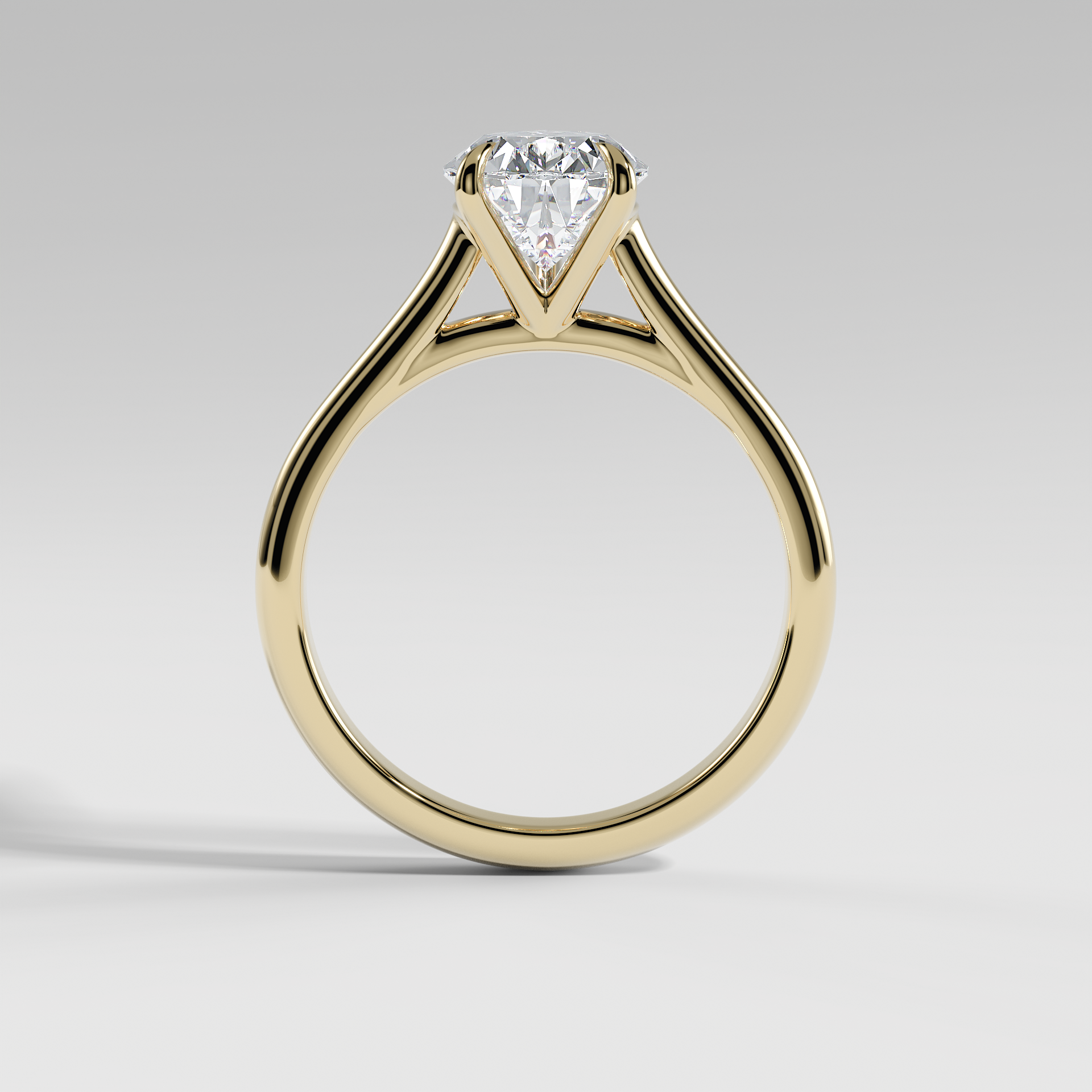 SOPHIA - Pear Solitaire Engagement Ring with Polished Cathedral Band