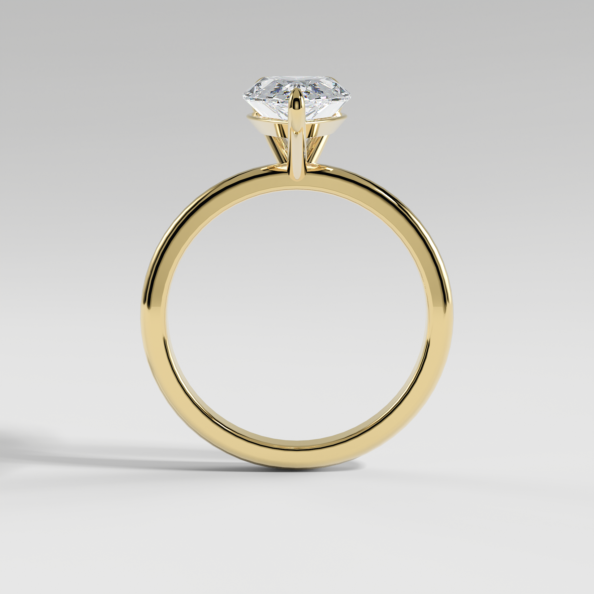 MIA - Pear Solitaire Engagement Ring with Polished Band