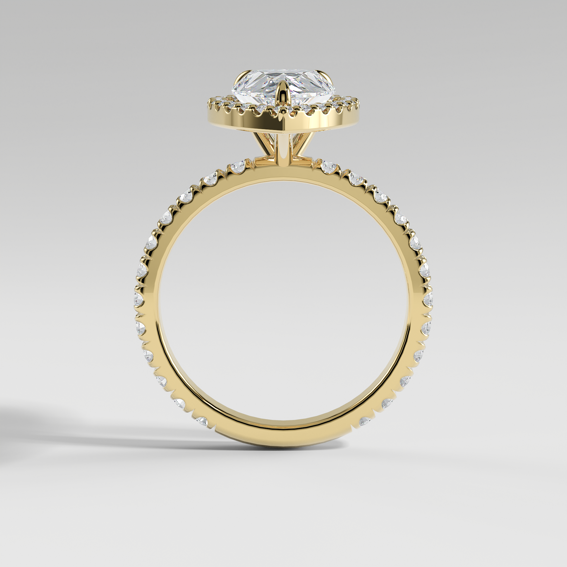 AVA - Pear Halo Engagement Ring with Pavé Diamond Band