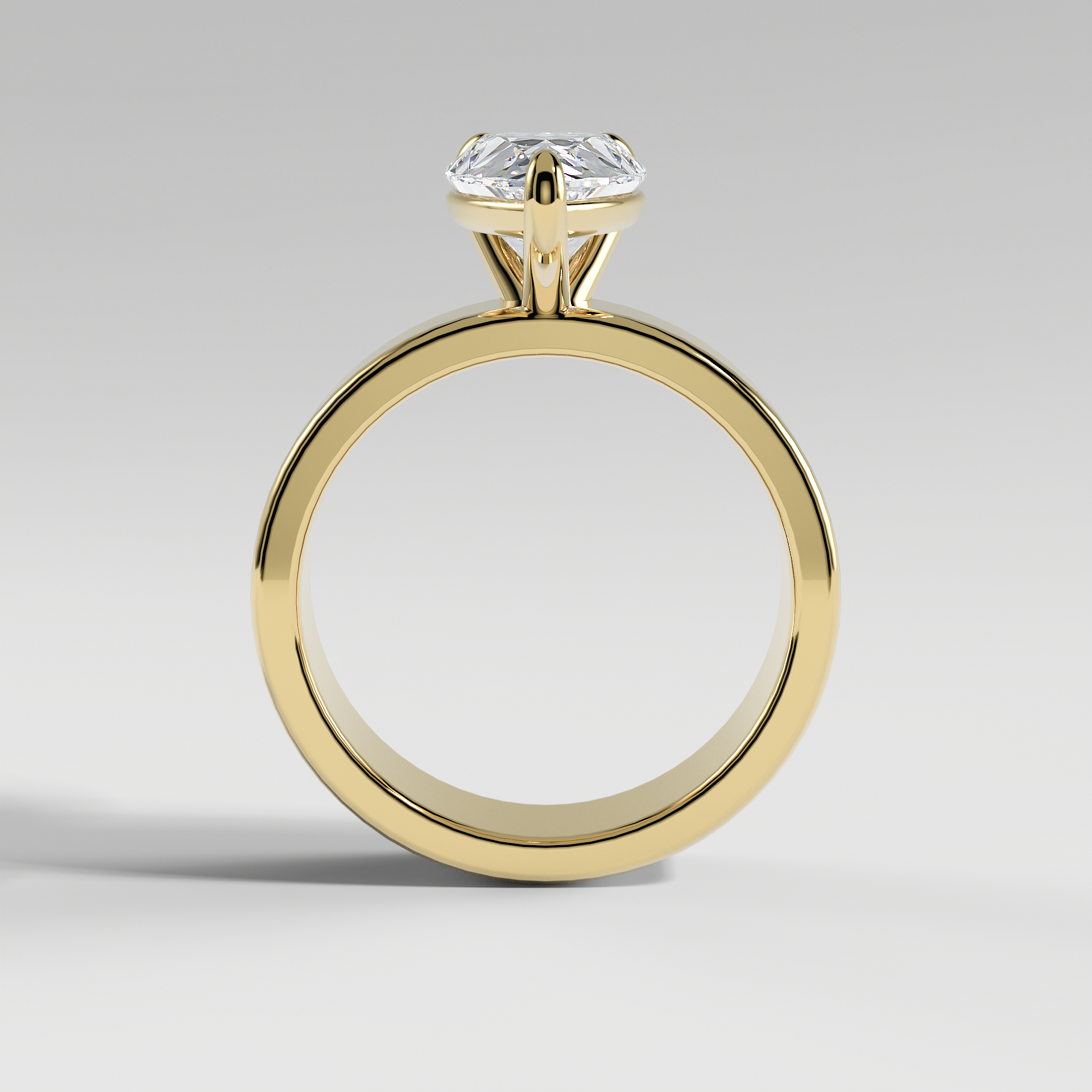 SARAH - Pear 5mm Flat Solitaire Engagement Ring with Polished Band