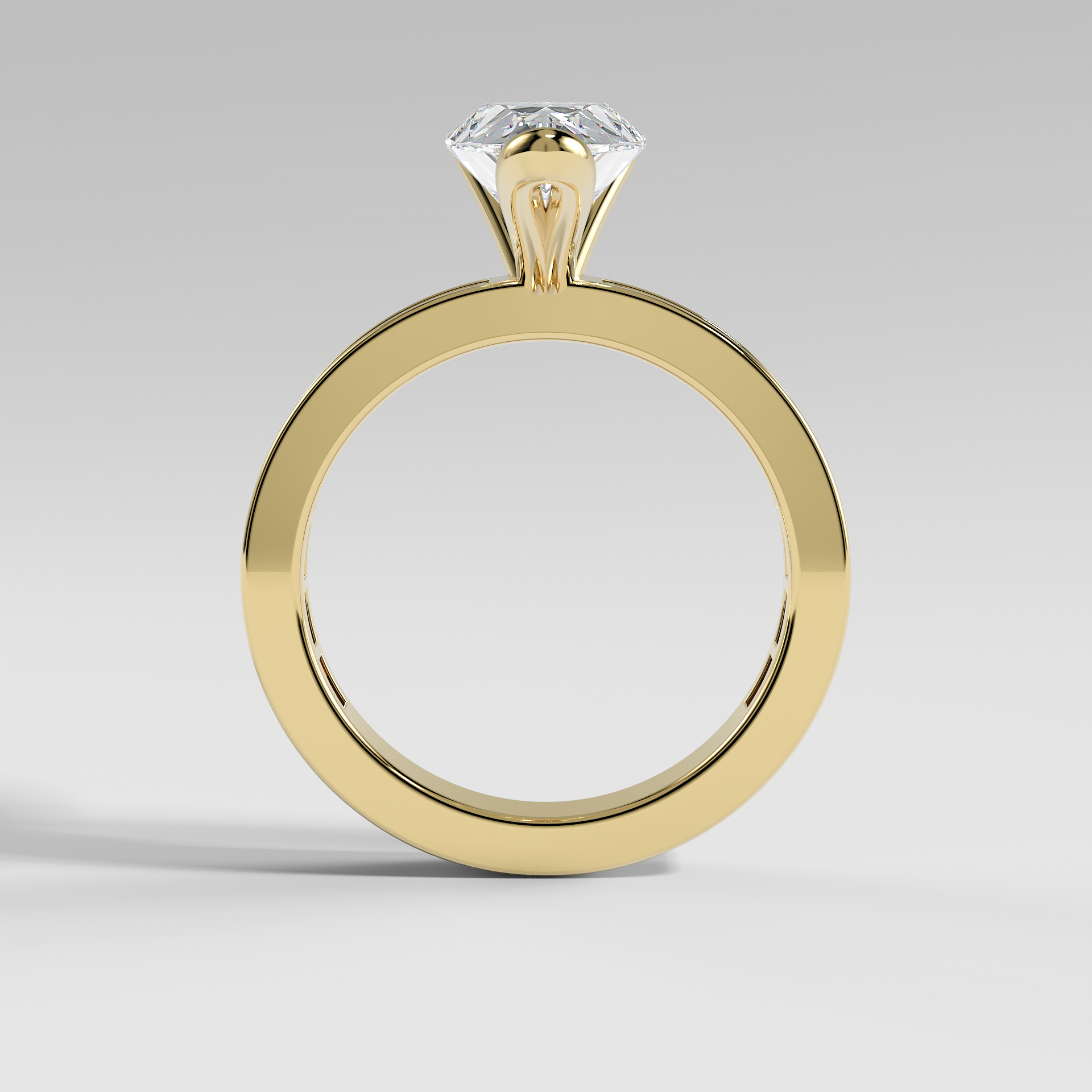 ADDISON - Pear Solitaire Engagement Ring with Half Bezel Setting and Channel Set Baguette Band