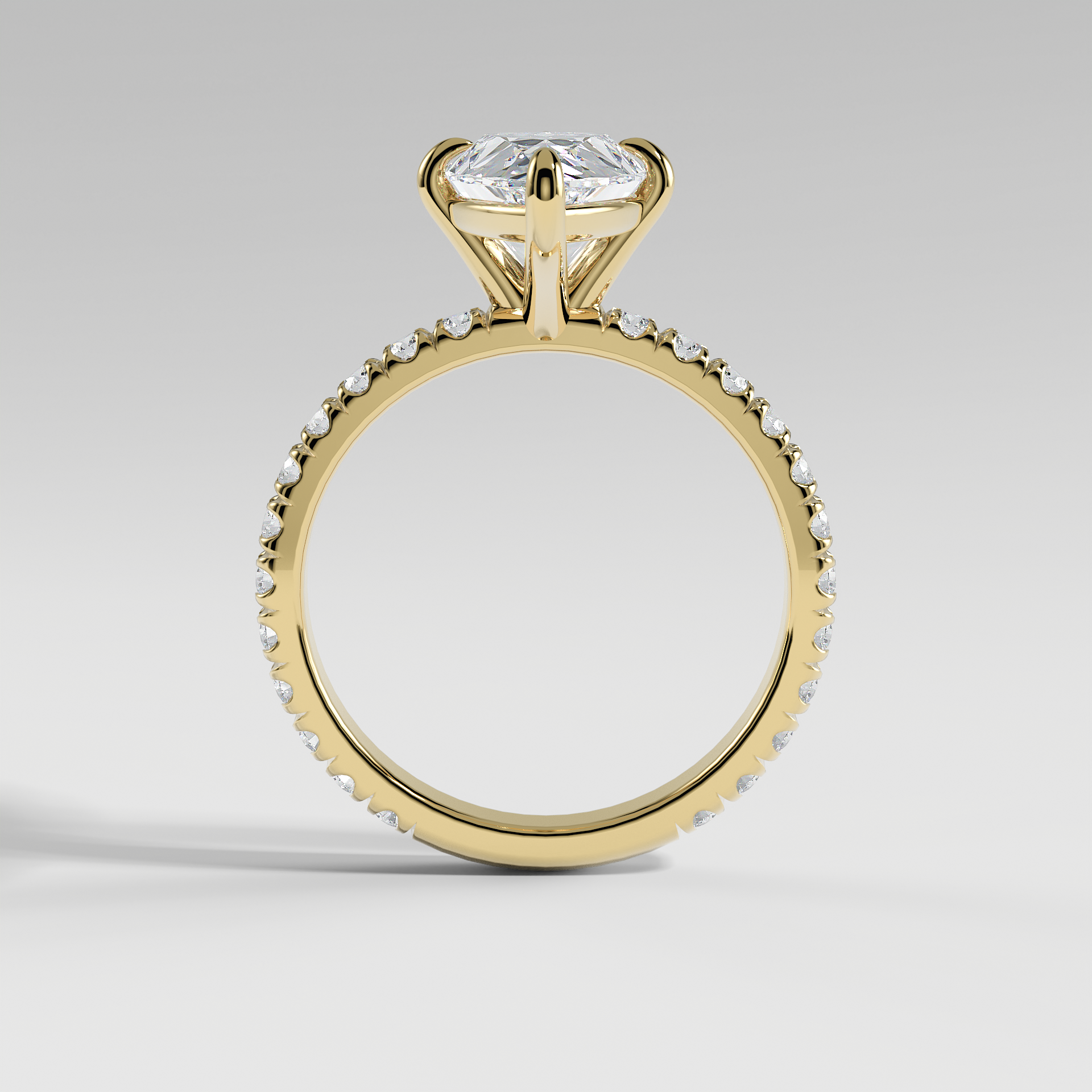 ANNA - Pear North–South Solitaire Engagement Ring with Pavé Diamond