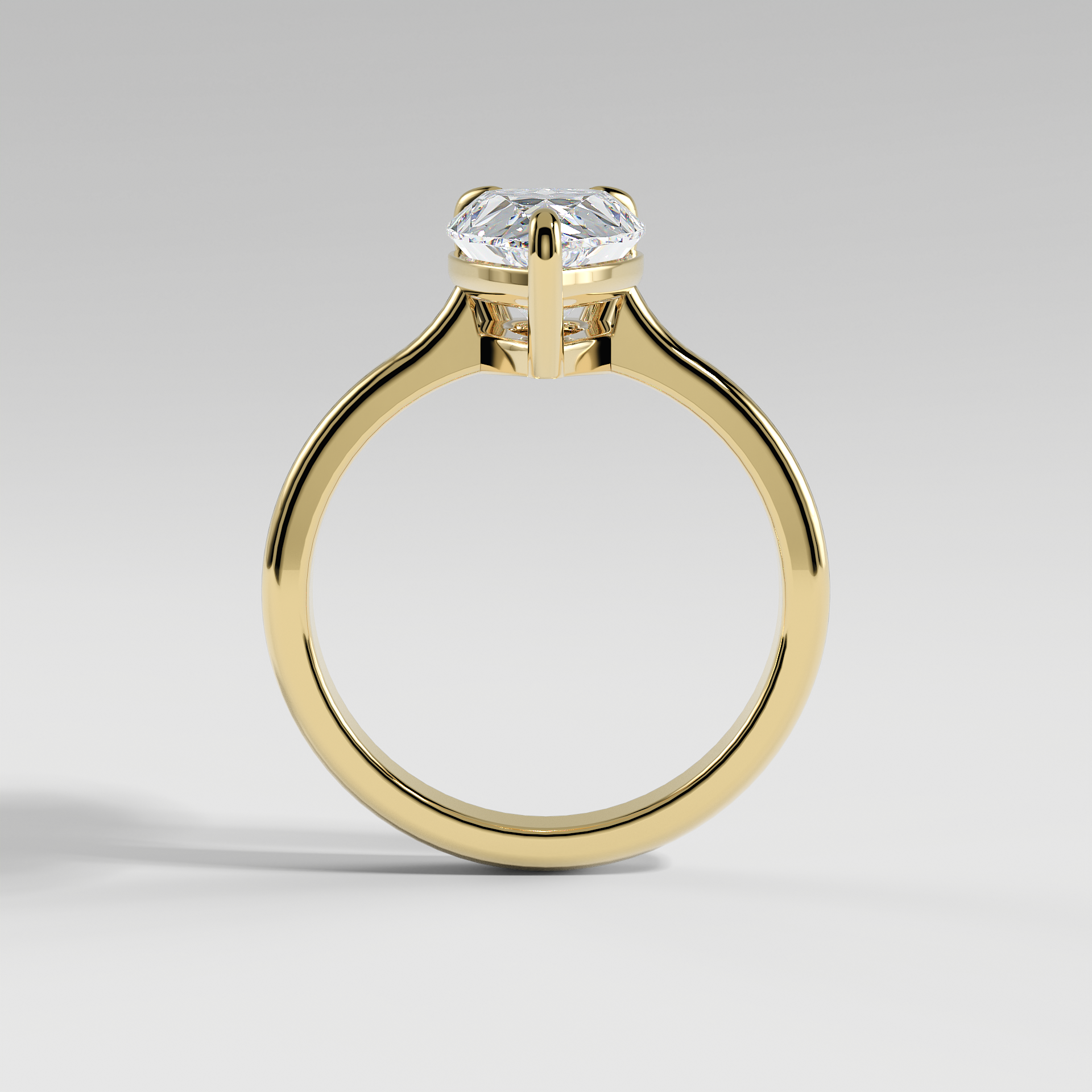 PAISLEY - Pear Solitaire Engagement Ring with Low-Set Donut Basket and Polished Band