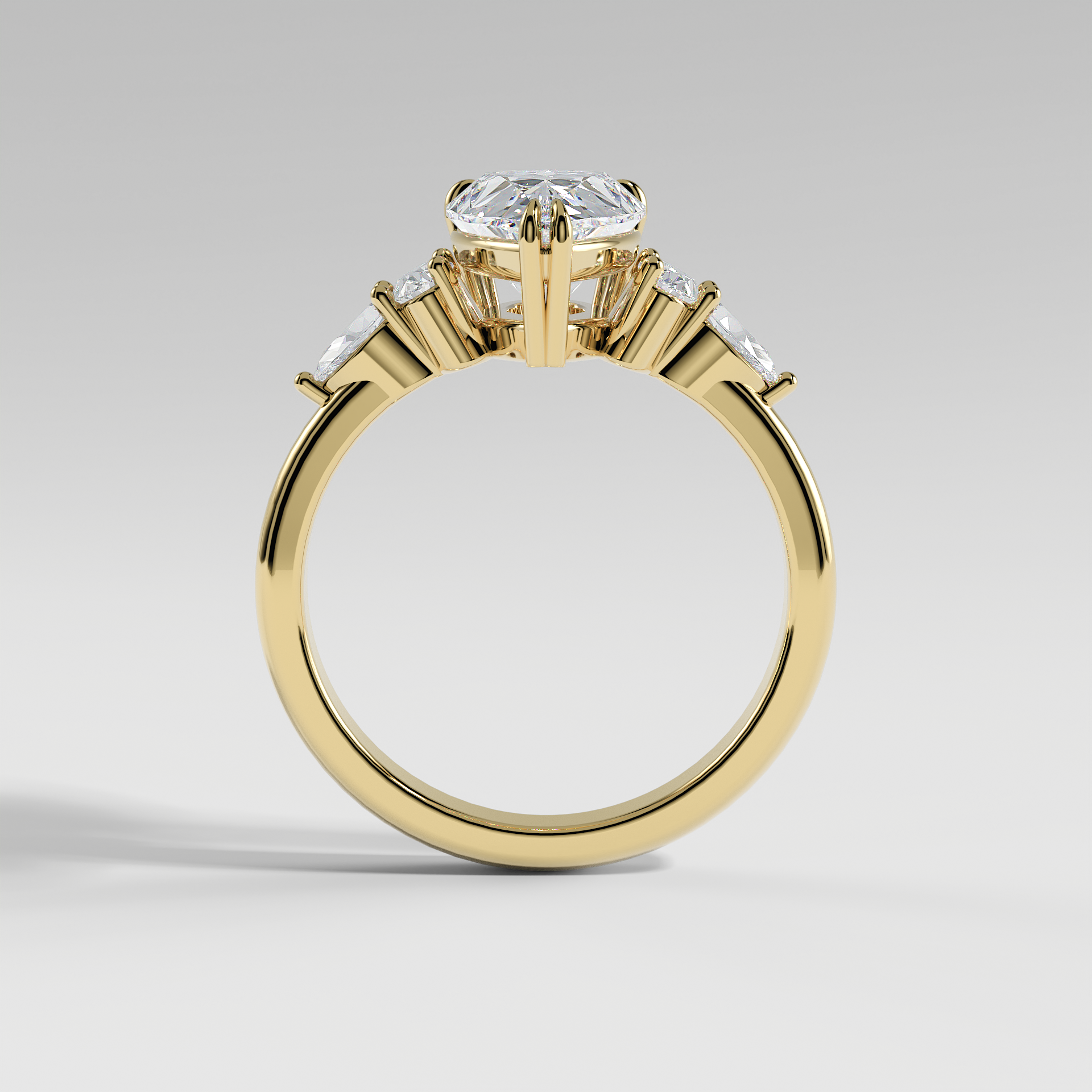 WILLOW - Pear Five-Stone Diamond Ring with Oval & Pear Side Stones and Polished Band