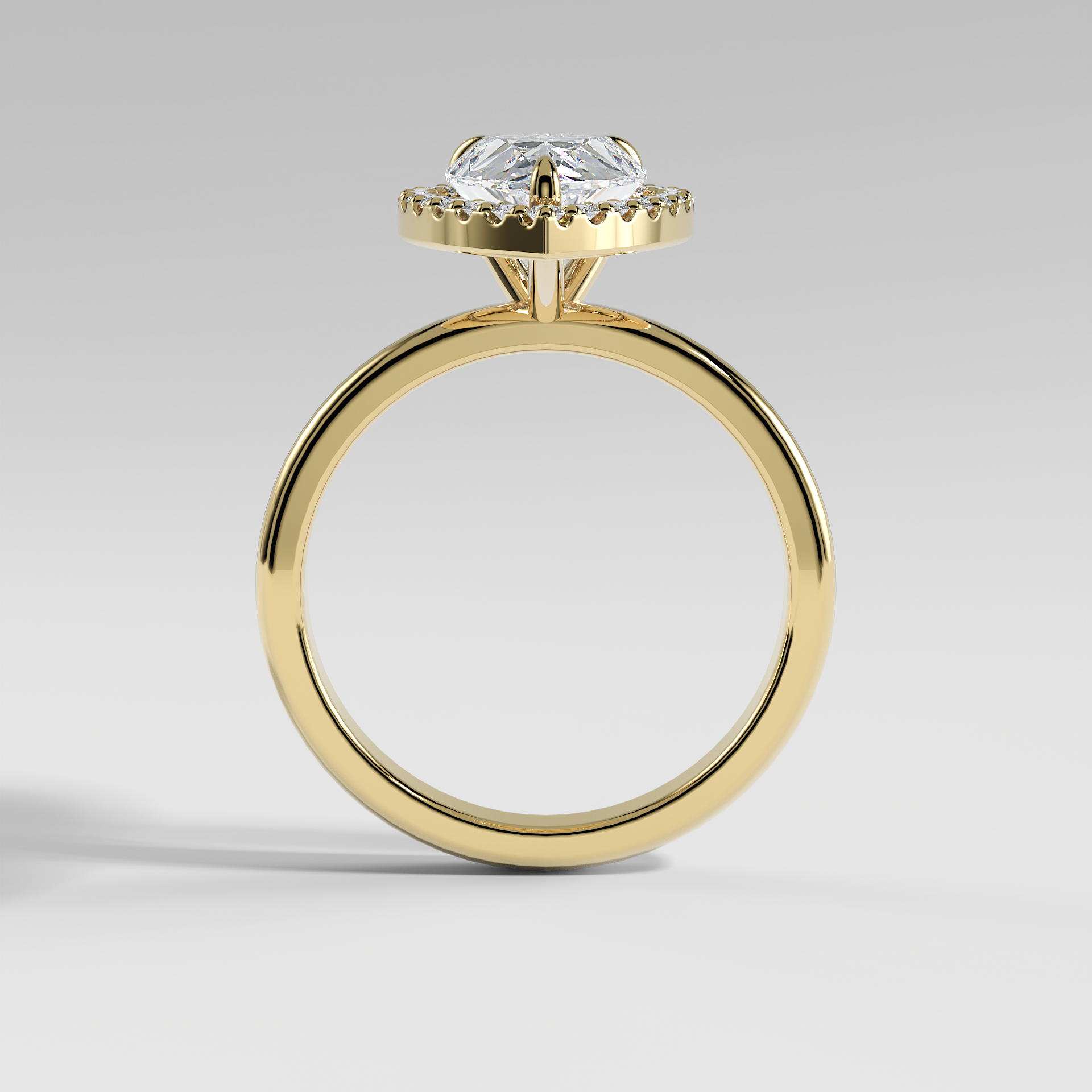 ELIANA - Pear Halo Engagement Ring with Polished Band