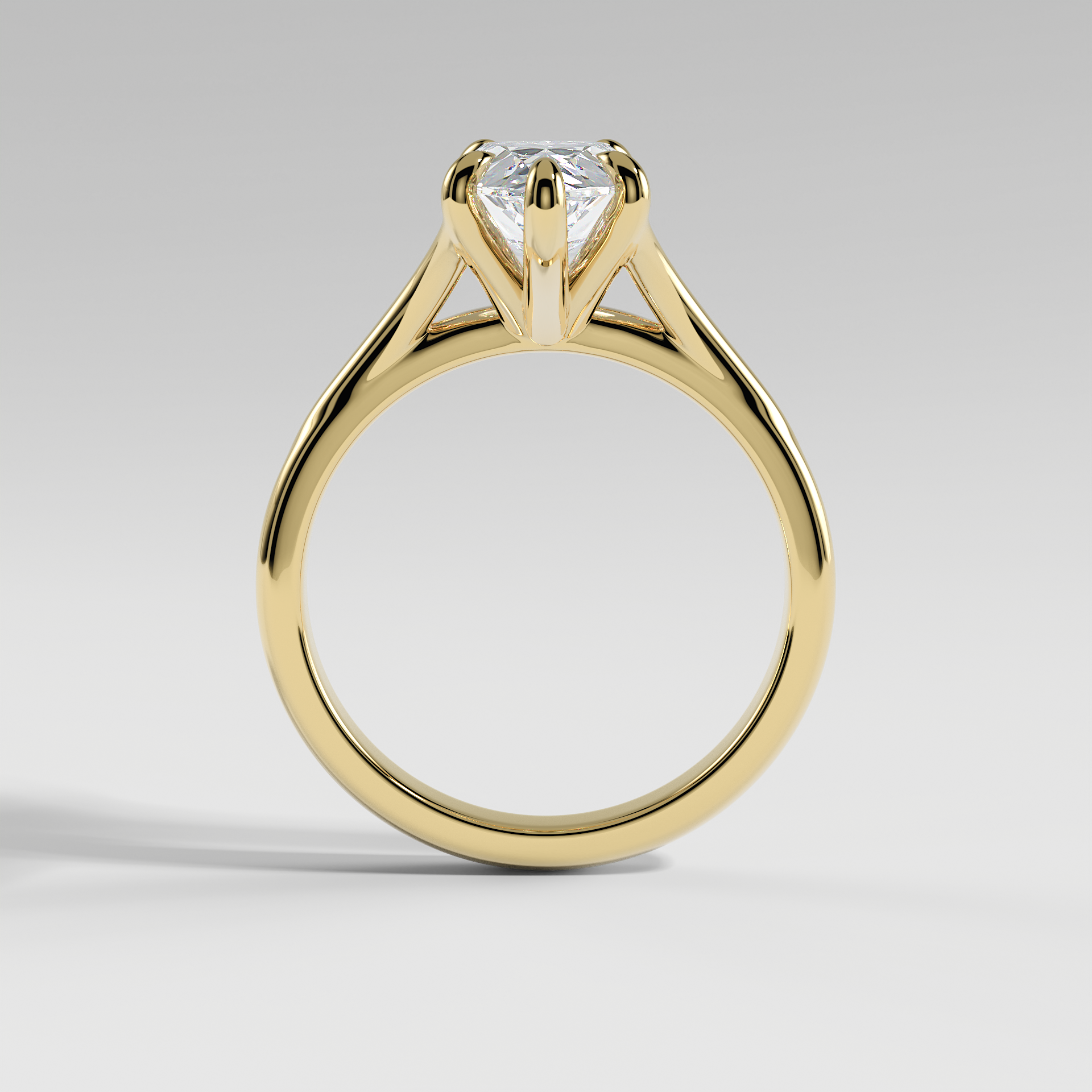 VIVIAN - Pear Solitaire Engagement Ring with Polished Split Band