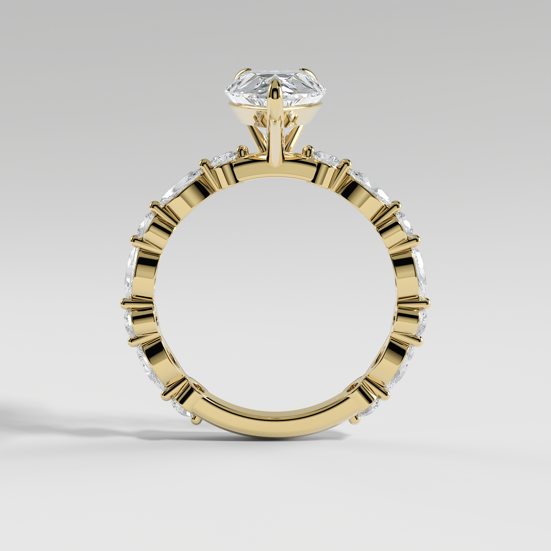 VALENTINA - Pear Solitaire Engagement Ring with Marquise & Round Accent Stones