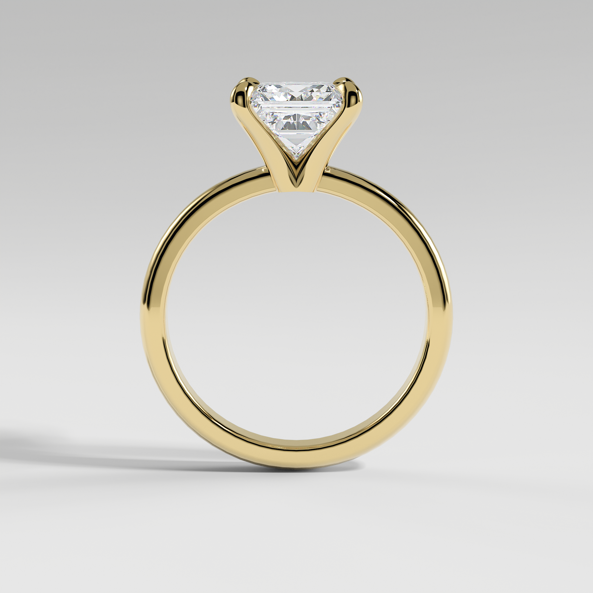 ARIANA - Princess Solitaire Engagement Ring with Polished Band and Open Basket Setting
