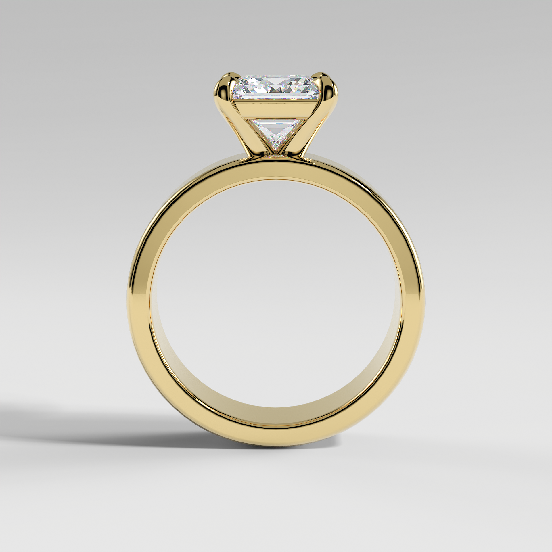 SARAH - Princess 5mm Flat Solitaire Engagement Ring with Polished Band