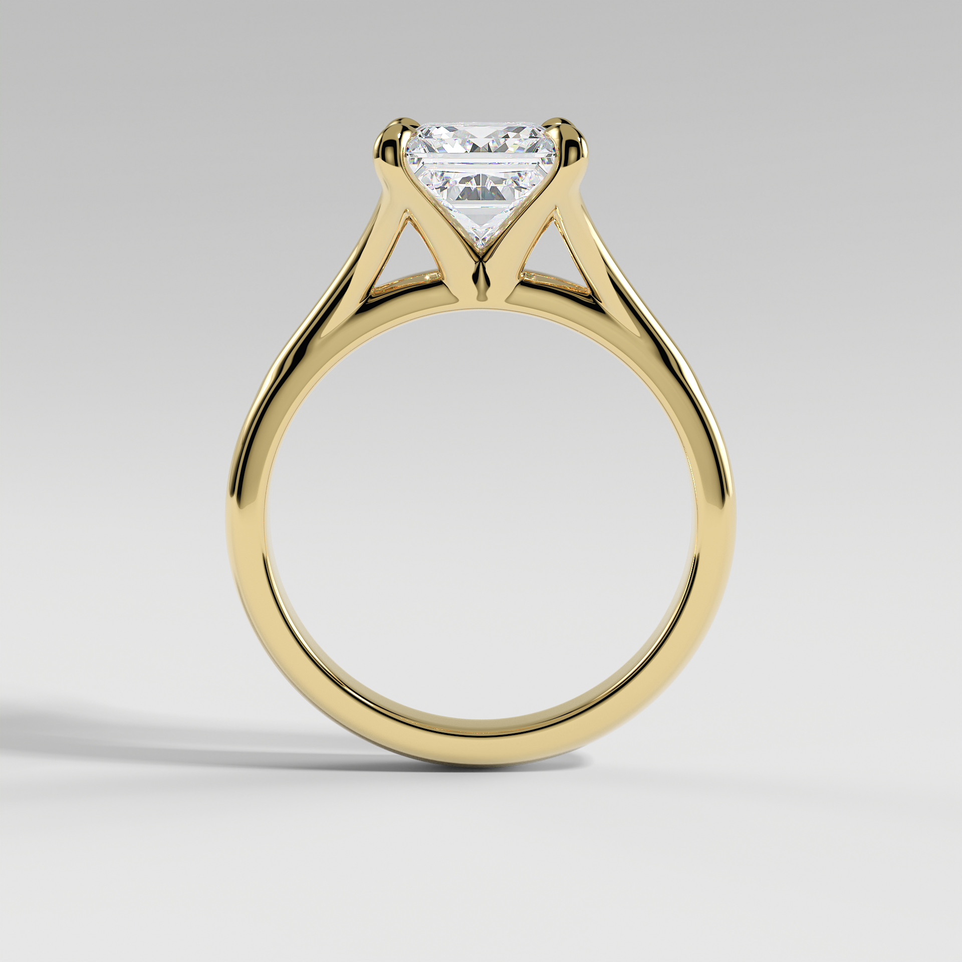 VIVIAN - Princess Solitaire Engagement Ring with Polished Split Band