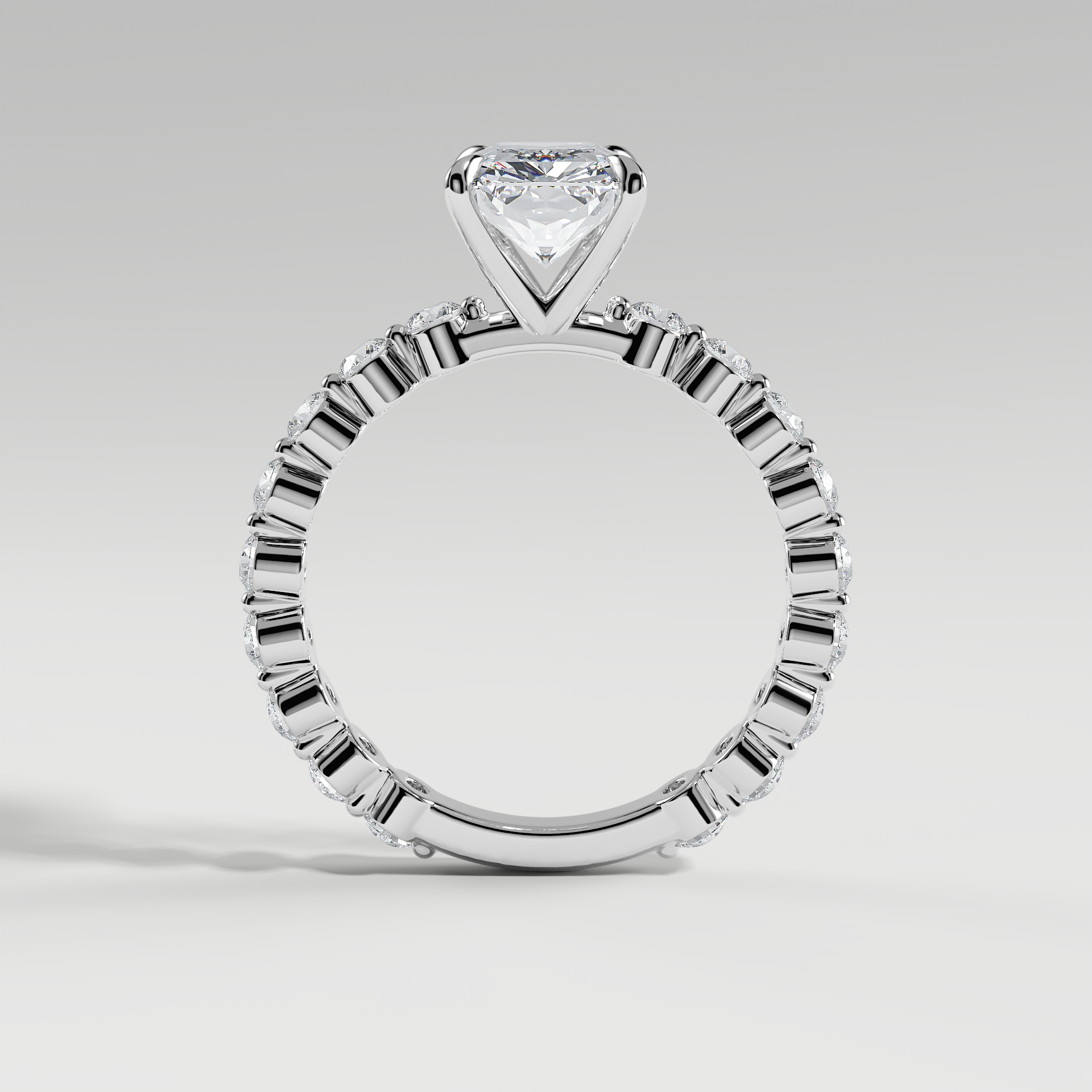 CHLOE - Radiant Solitaire Engagement Ring with 2.2mm Round Accent Diamonds