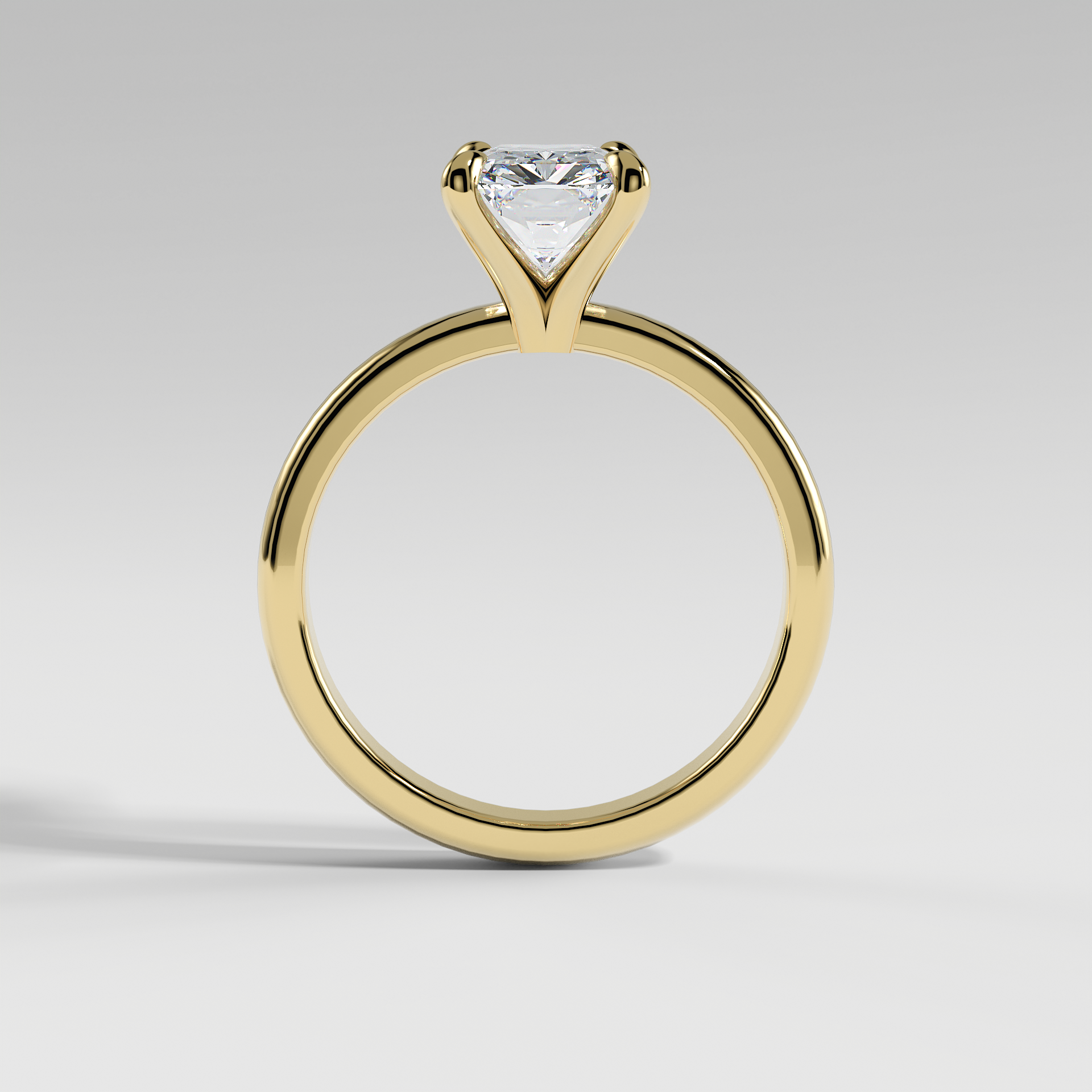 ARIANA - Radiant Solitaire Engagement Ring with Polished Band and Open Basket Setting