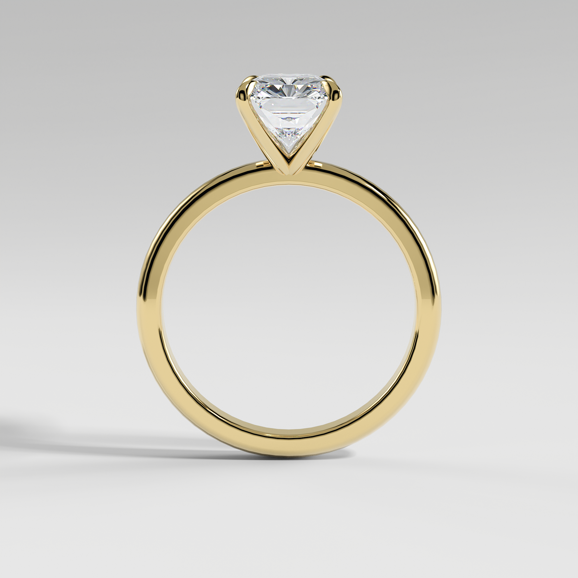 MIA - Radiant Solitaire Engagement Ring with Polished Band