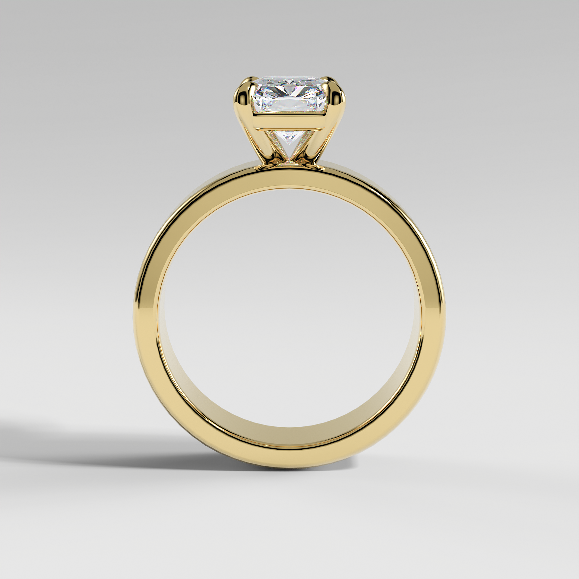 SARAH - Radiant 5mm Flat Solitaire Engagement Ring with Polished Band