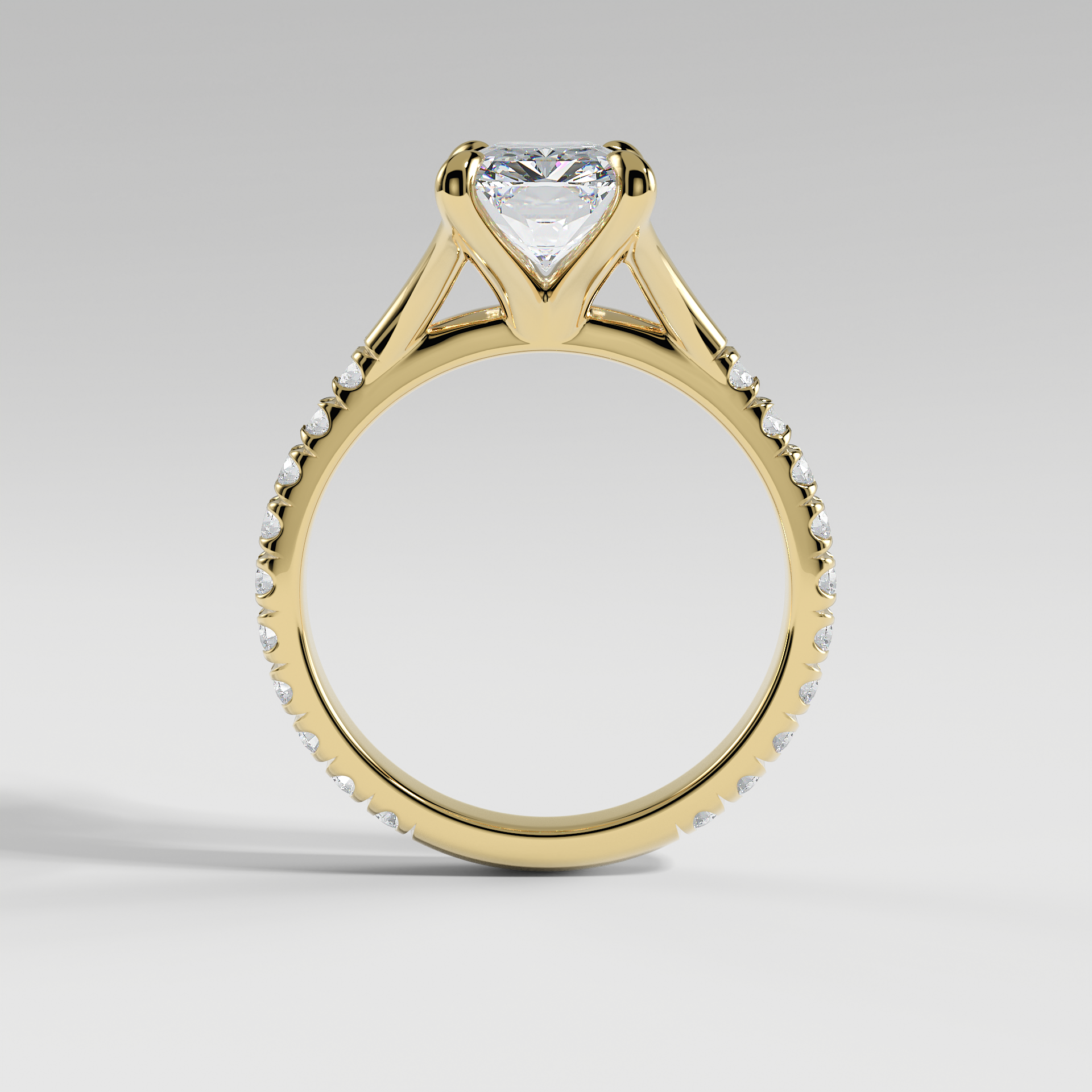 VICTORIA - Radiant Solitaire Engagement Ring with Pavé Diamond Split Band