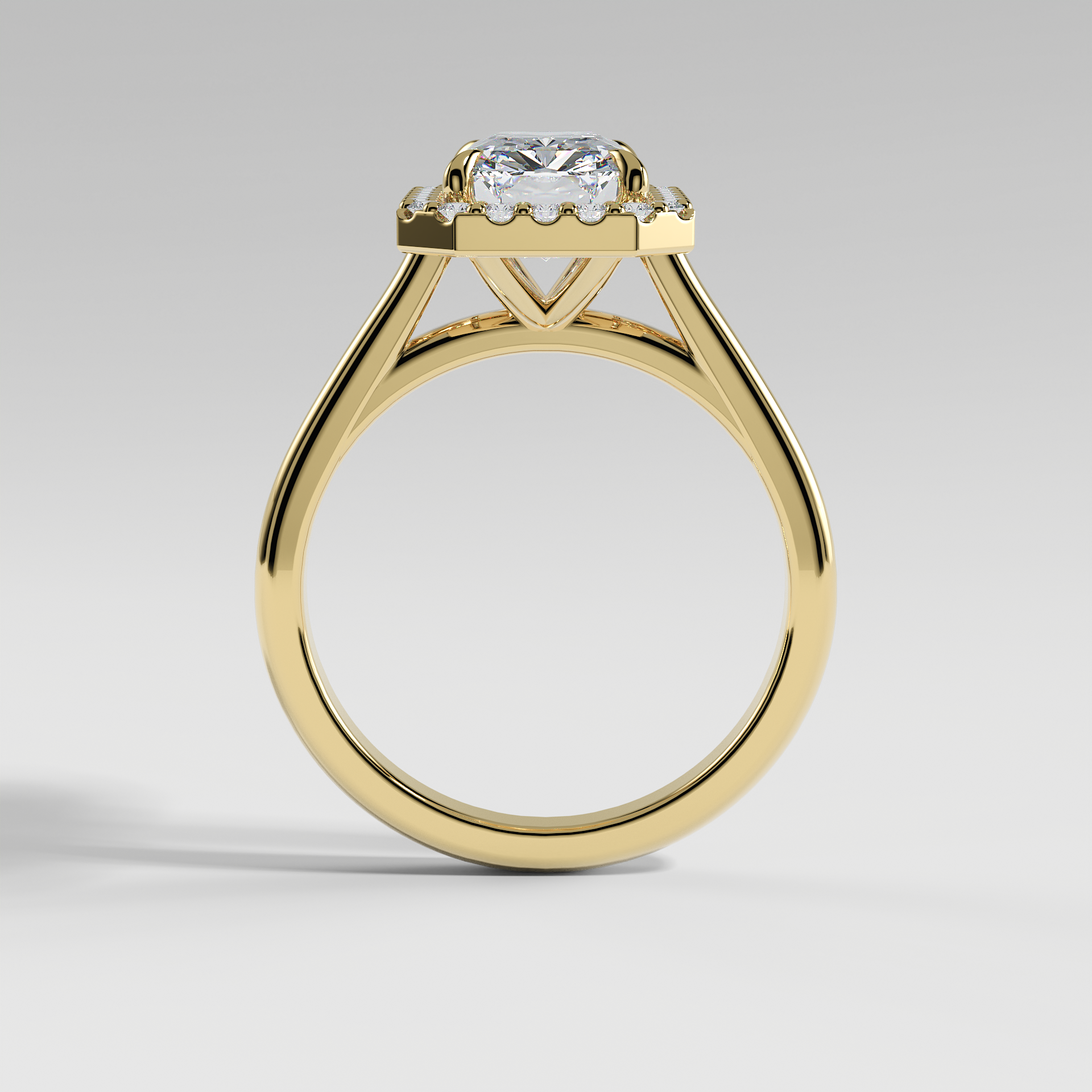 LULU - Radiant Halo Engagement Ring with Polished Cathedral Band