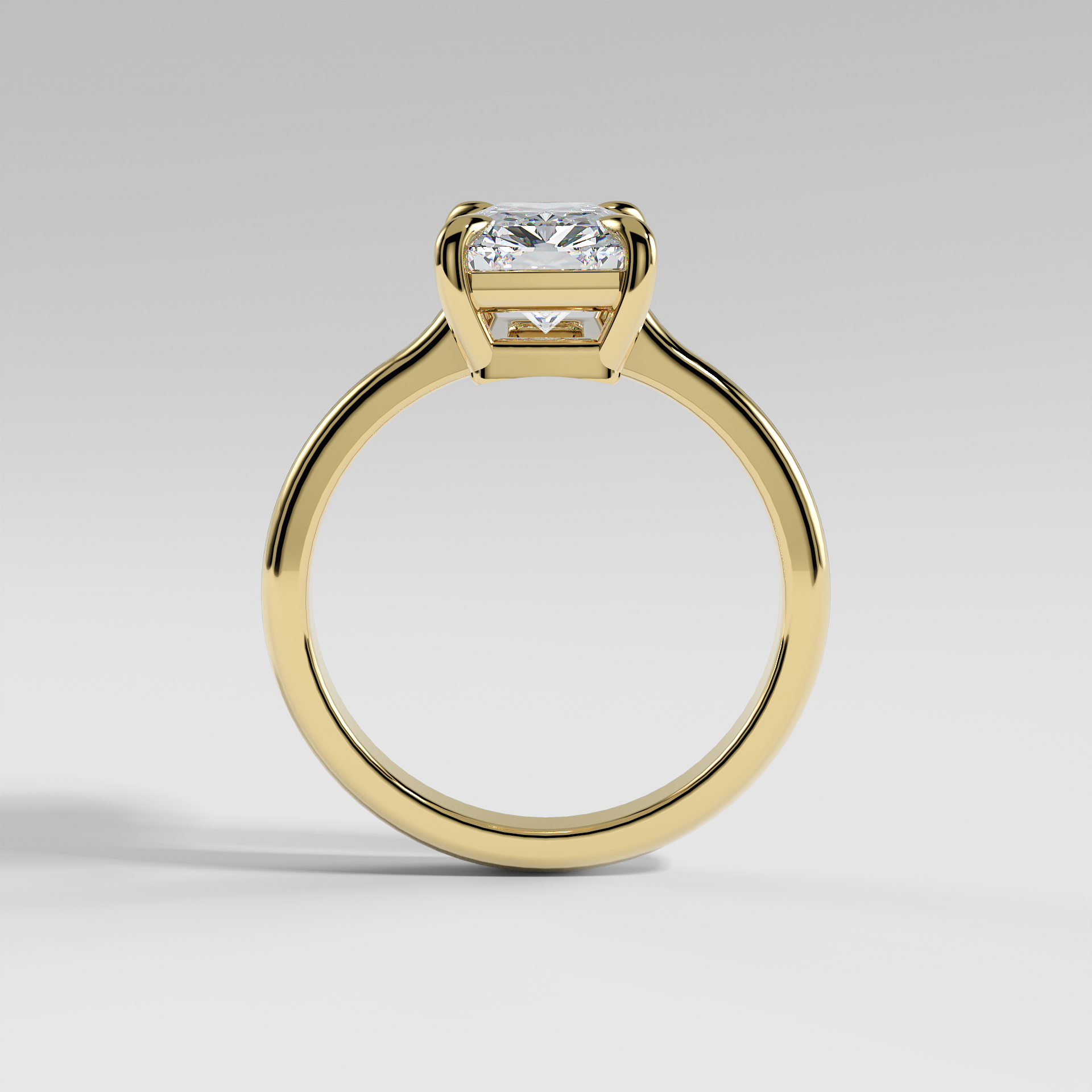 PAISLEY - Radiant Solitaire Engagement Ring with Low-Set Donut Basket and Polished Band