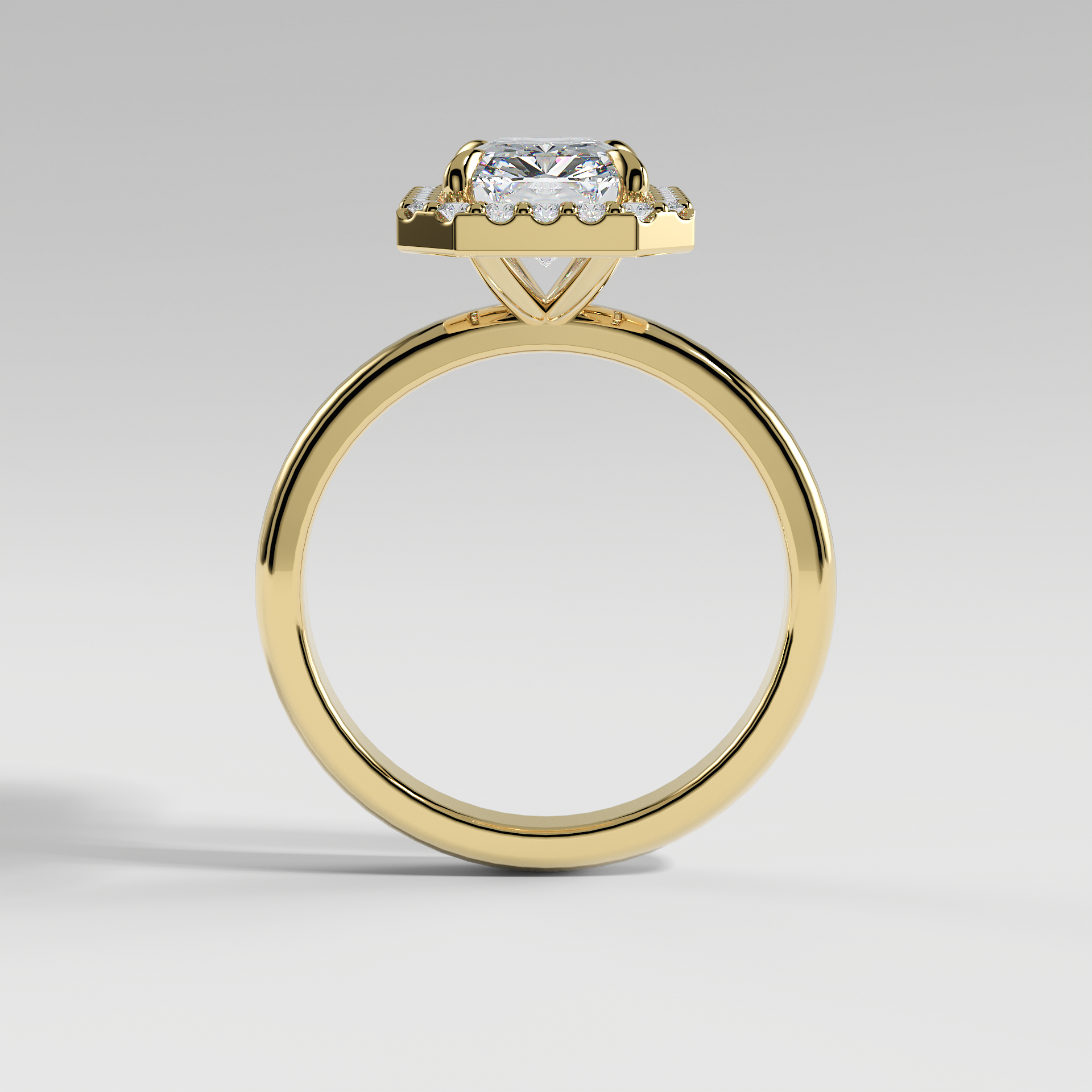 ELIANA - Radiant Halo Engagement Ring with Polished Band