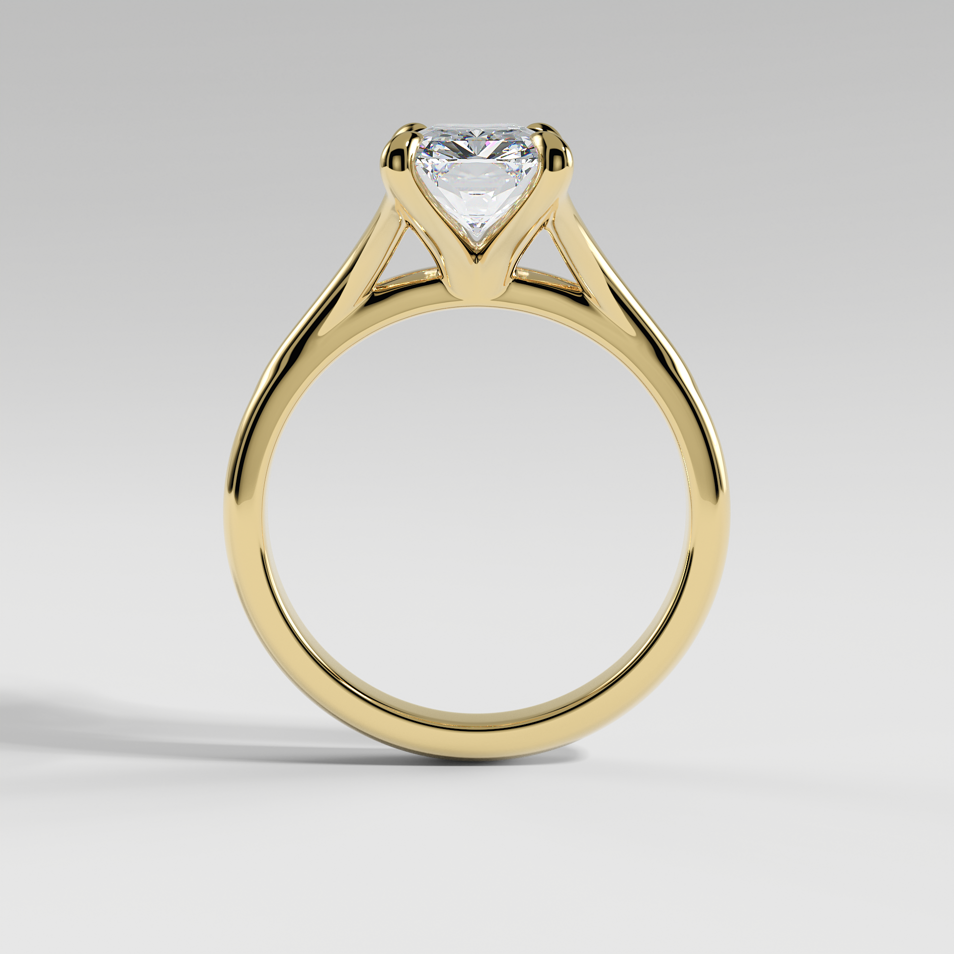 VIVIAN - Radiant Solitaire Engagement Ring with Polished Split Band