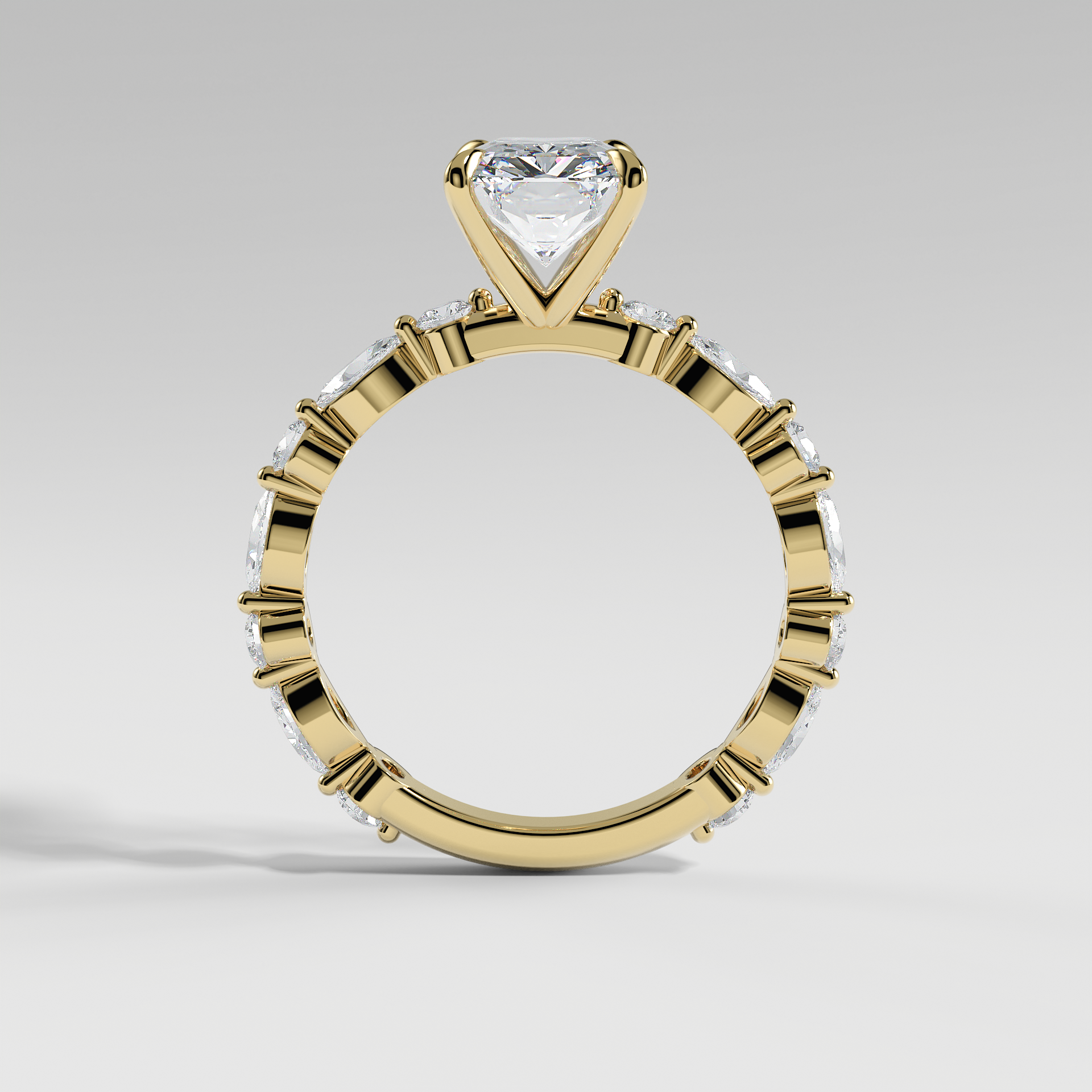 VALENTINA - Radiant Solitaire Engagement Ring with Marquise & Round Accent Stones