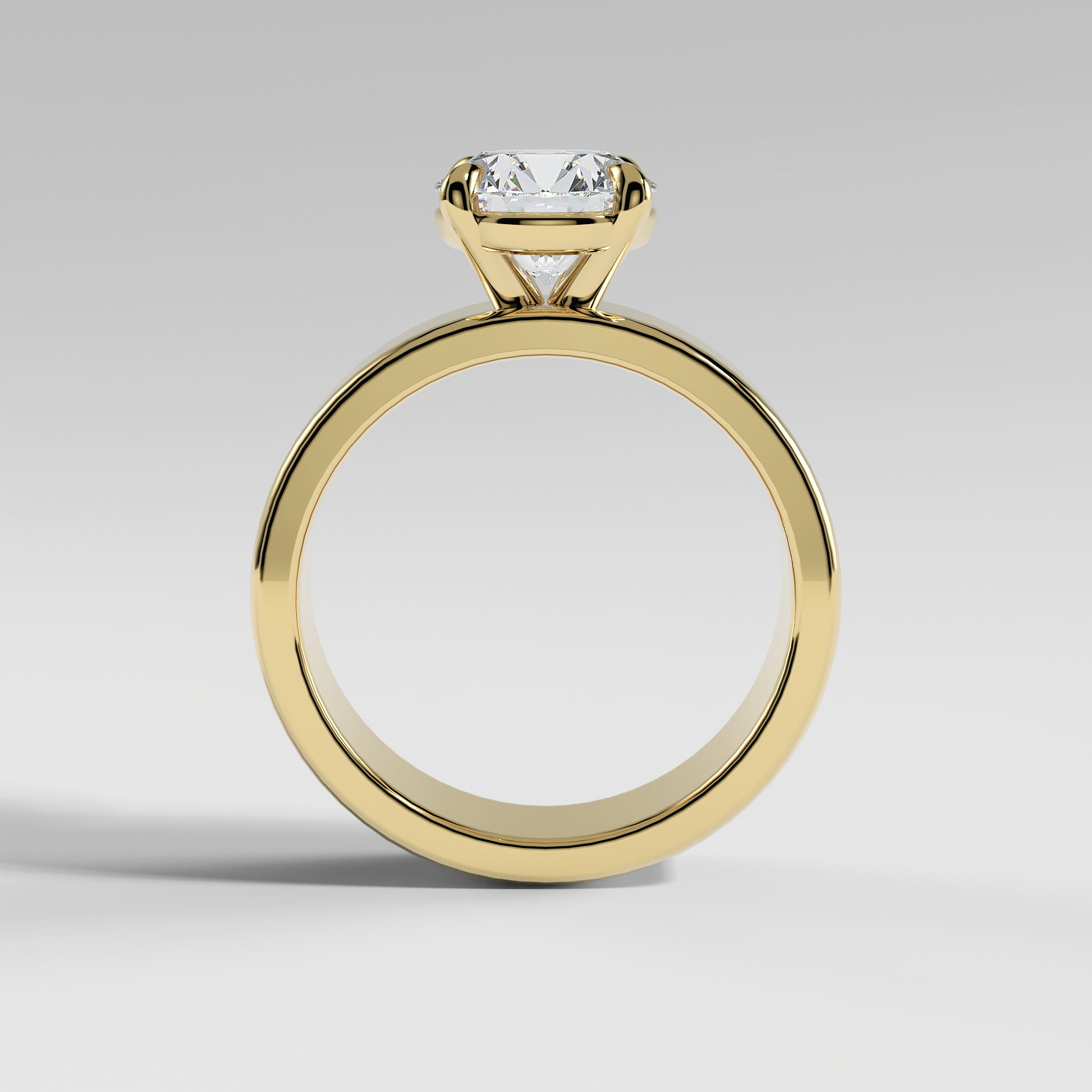 SARAH - Round 5mm Flat Solitaire Engagement Ring with Polished Band
