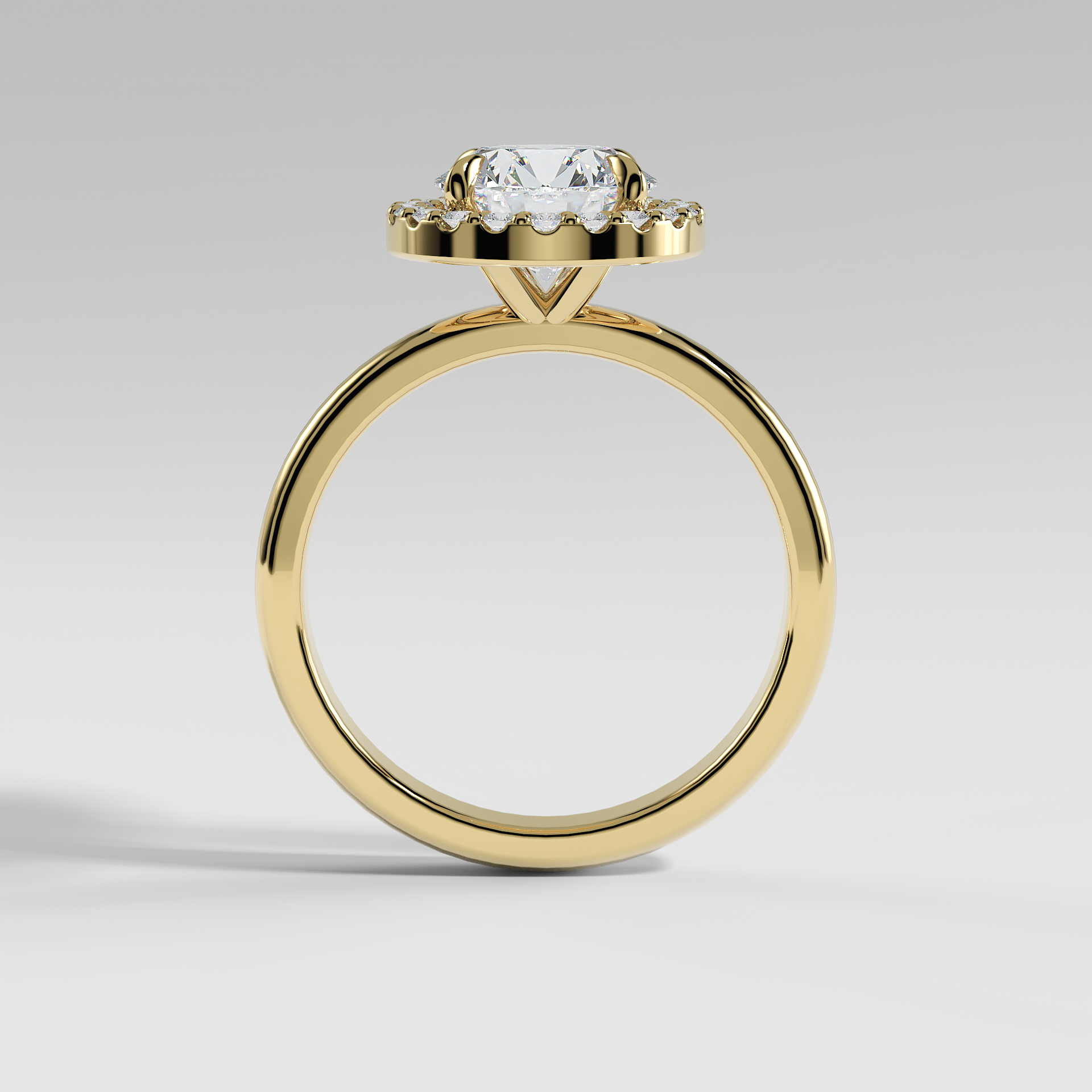 ELIANA - Round Halo Engagement Ring with Polished Band