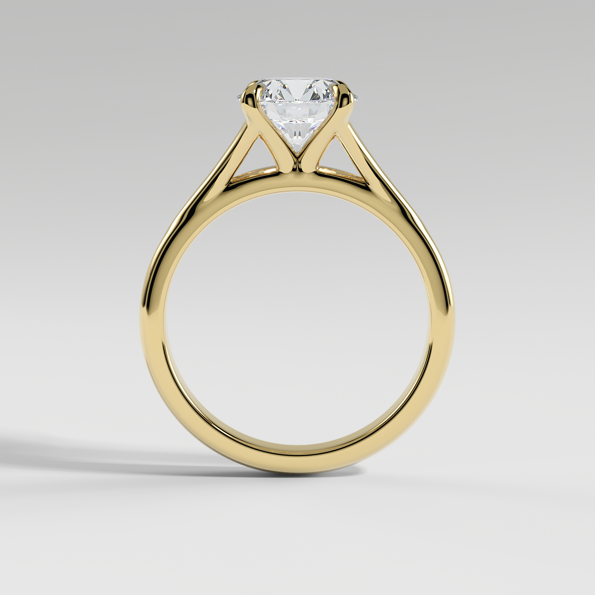 VIVIAN - Round Solitaire Engagement Ring with Polished Split Band
