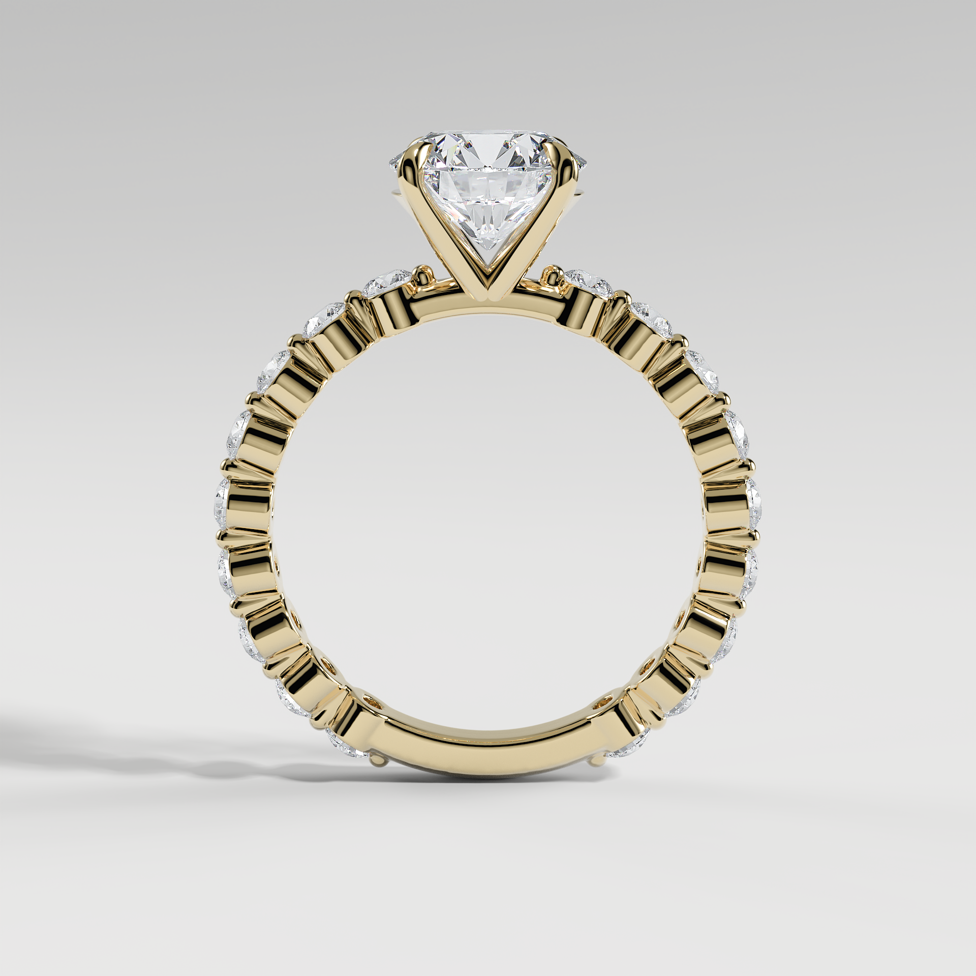 CHLOE - Round Solitaire Engagement Ring with 2.2mm Round Accent Diamonds
