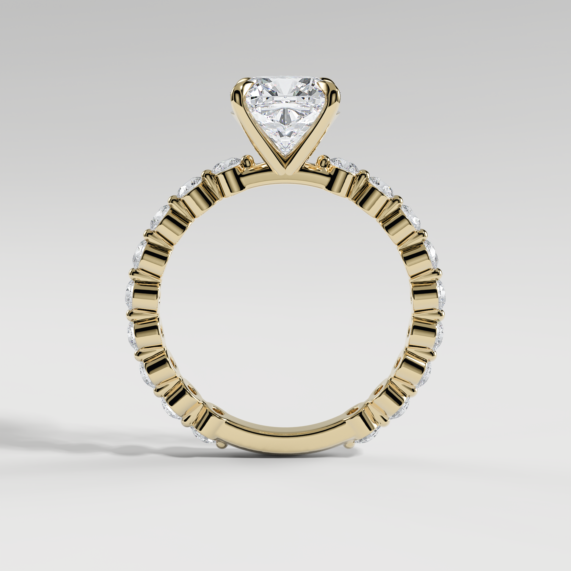 CHLOE - Cushion  Solitaire Engagement Ring with 2.2mm Round Accent Diamonds