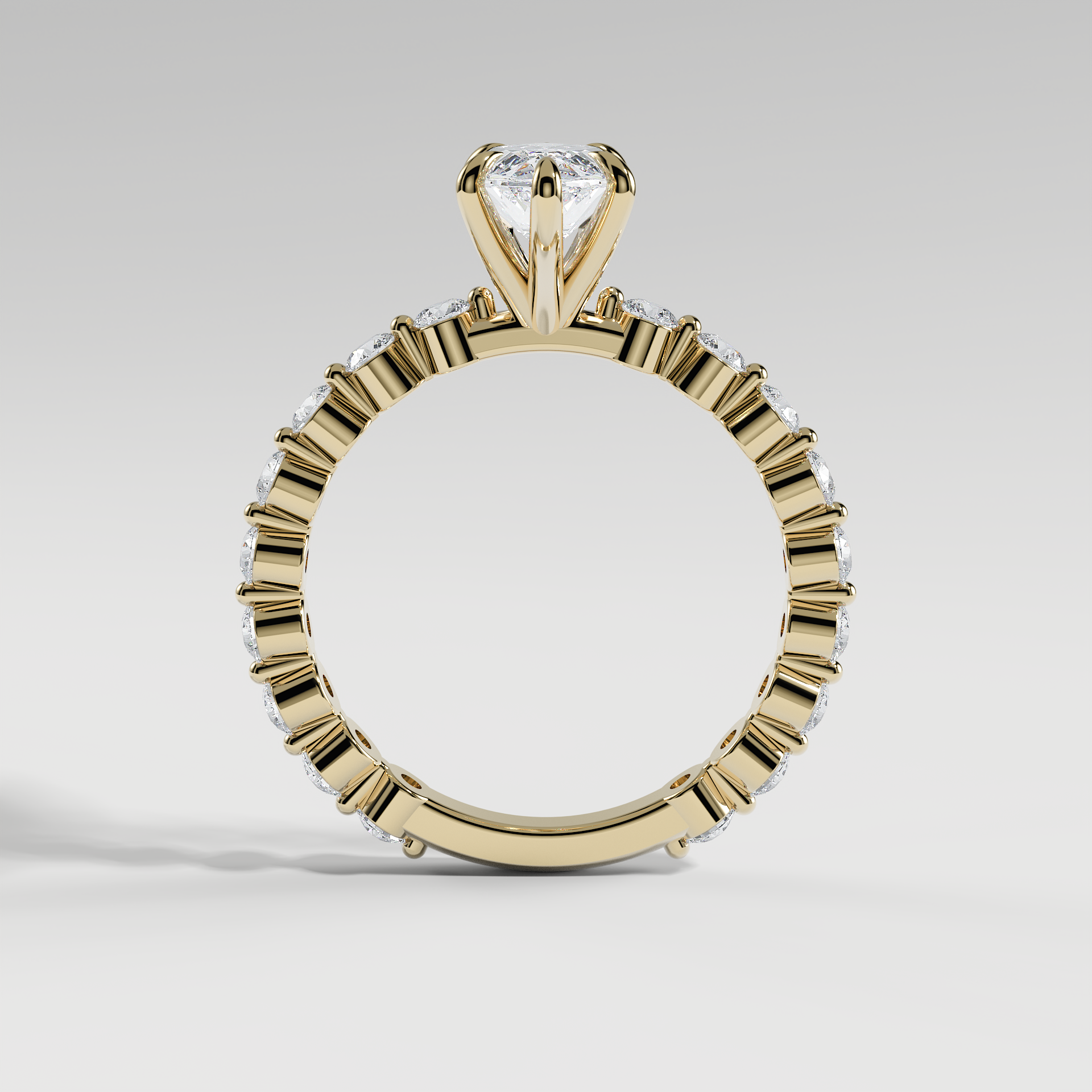 CHLOE - Marquise Solitaire Engagement Ring with 2.2mm Round Accent Diamonds