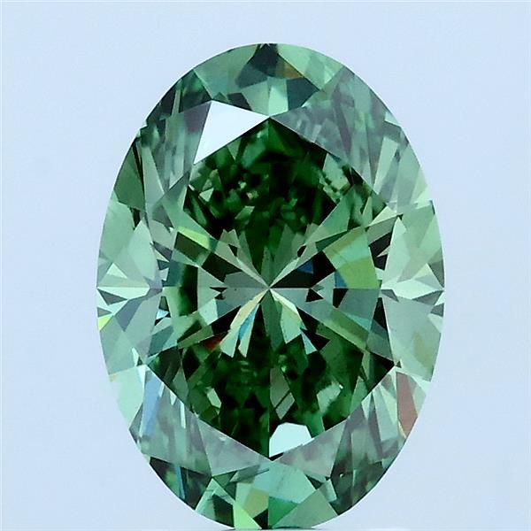 2.05ct Oval FANCY VIVID GREEN VS2 Lab Created Diamond