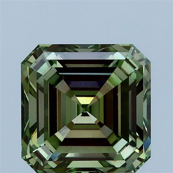 2.01ct Asscher FANCY VIVID GREEN VS1 Lab Created Diamond