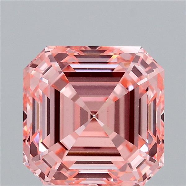 3.03ct Asscher FANCY VIVID PINK VS1 Lab Created Diamond