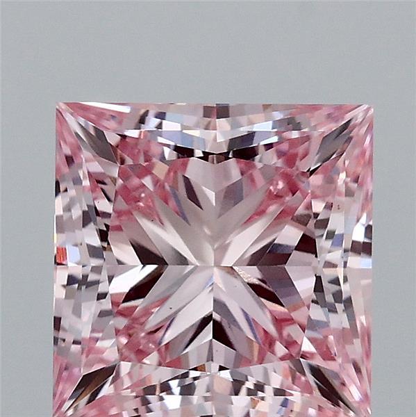 2.84ct Princess FANCY INTENSE PINK VS1 Lab Created Diamond
