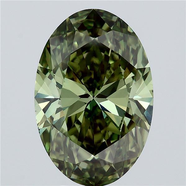 6.56ct Oval FANCY VIVID GREEN VS1 Lab Created Diamond
